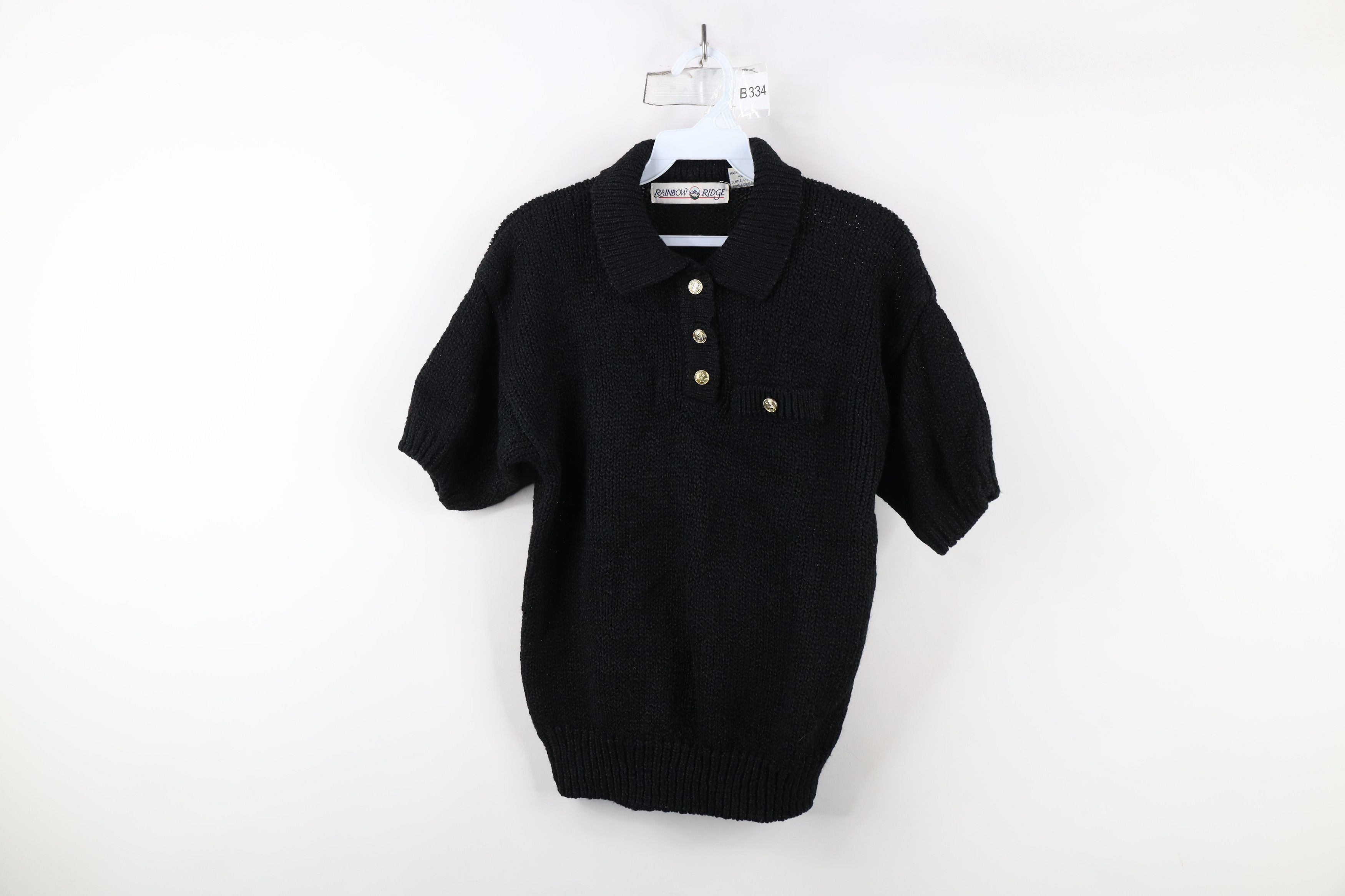 Vintage Vintage 90s Streetwear Ribbed Short Sleeve Collared Sweater Size M / US 6-8 / IT 42-44 - 1 Thumbnail
