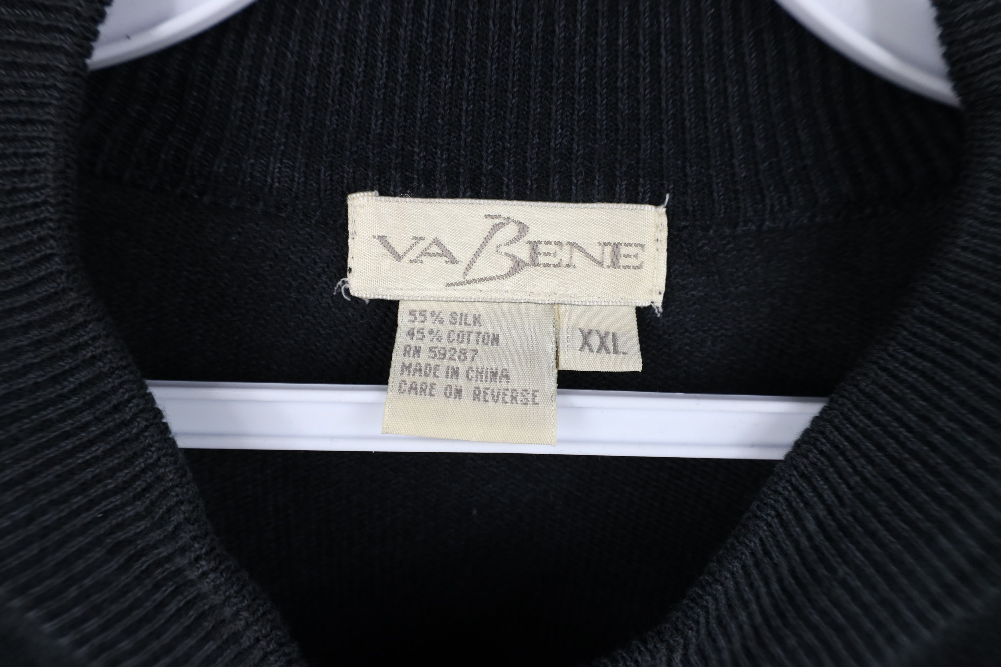 Vintage Vintage 90s Streetwear Blank Silk Blend Knit Sweater Black Size US XXL / EU 58 / 5 - 8 Thumbnail