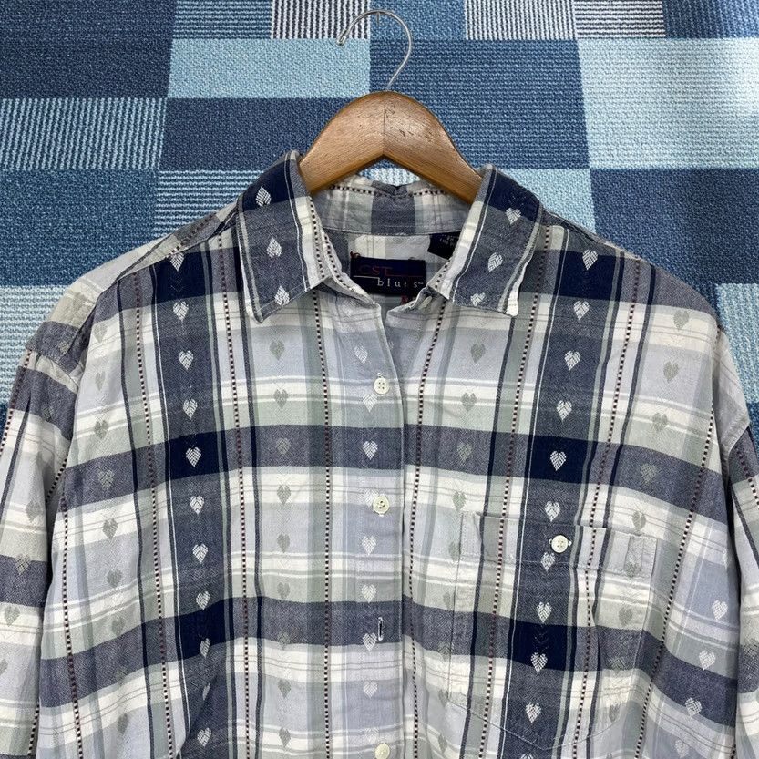 Vintage CST Blues Button-Up Shirt Womens 2X Blue Plaid Cotton Long Sleeve Size XXL / US 16-18 / IT 52-54 - 1 Thumbnail