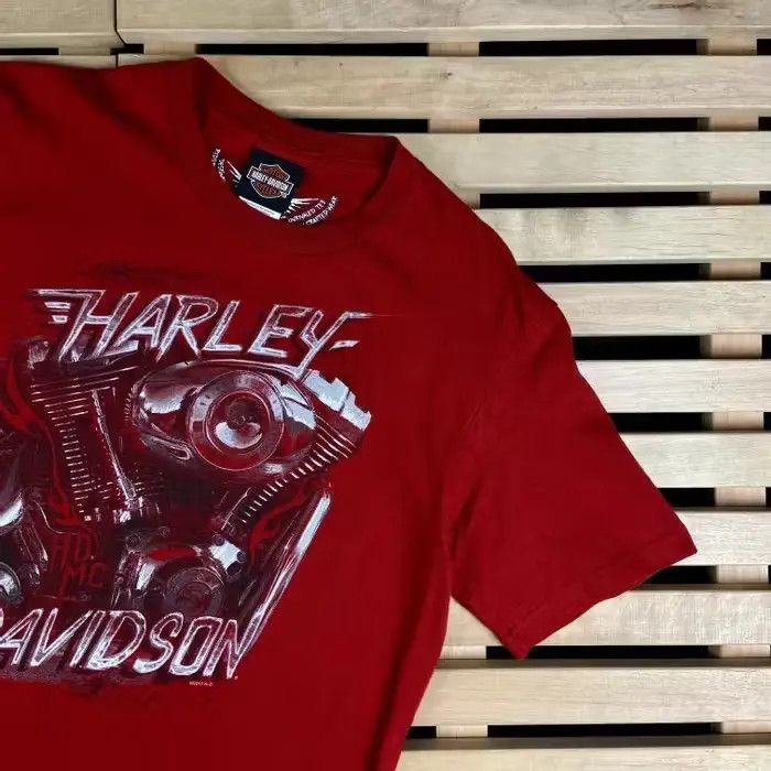 Harley Davidson T Shirt Vintage Harley Davidson M Red Big Print Weser - EMS Size US M / EU 48-50 / 2 - 2 Thumbnail