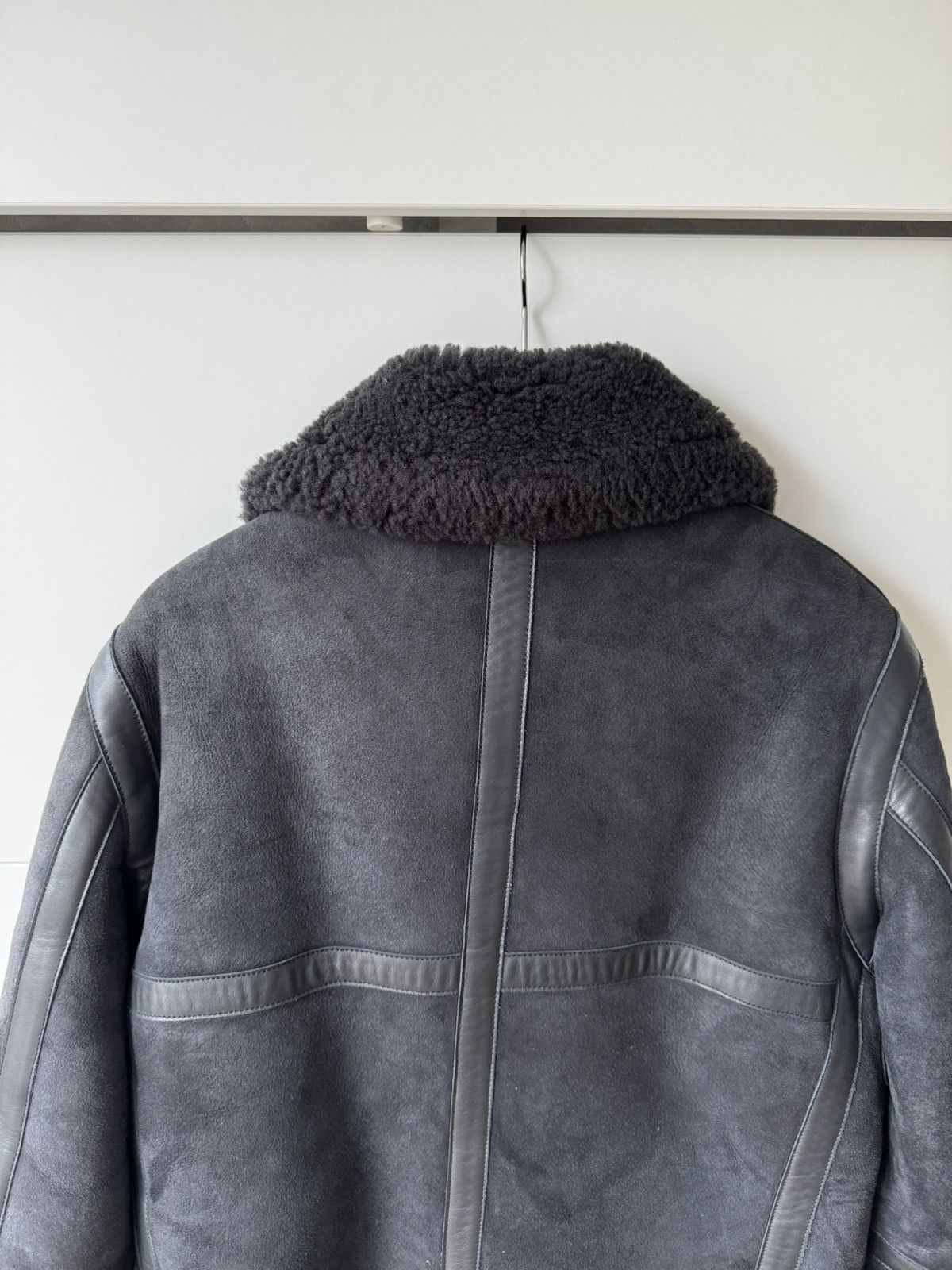 Acne Studios [48] Ian Suede Shearling Jacket in Anthracite (FW18) Size US M / EU 48-50 / 2 - 5 Thumbnail