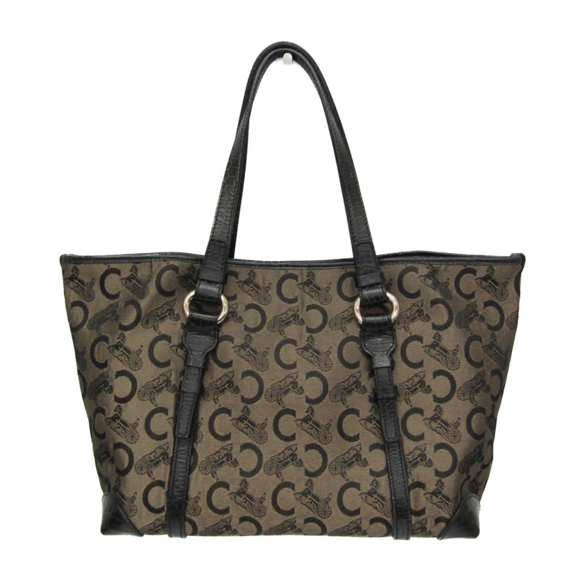 Celine Celine C Macadam Carriage Pattern Women's Canvas,Leather Tote Bag Beige,Black Size ONE SIZE - 1 Thumbnail