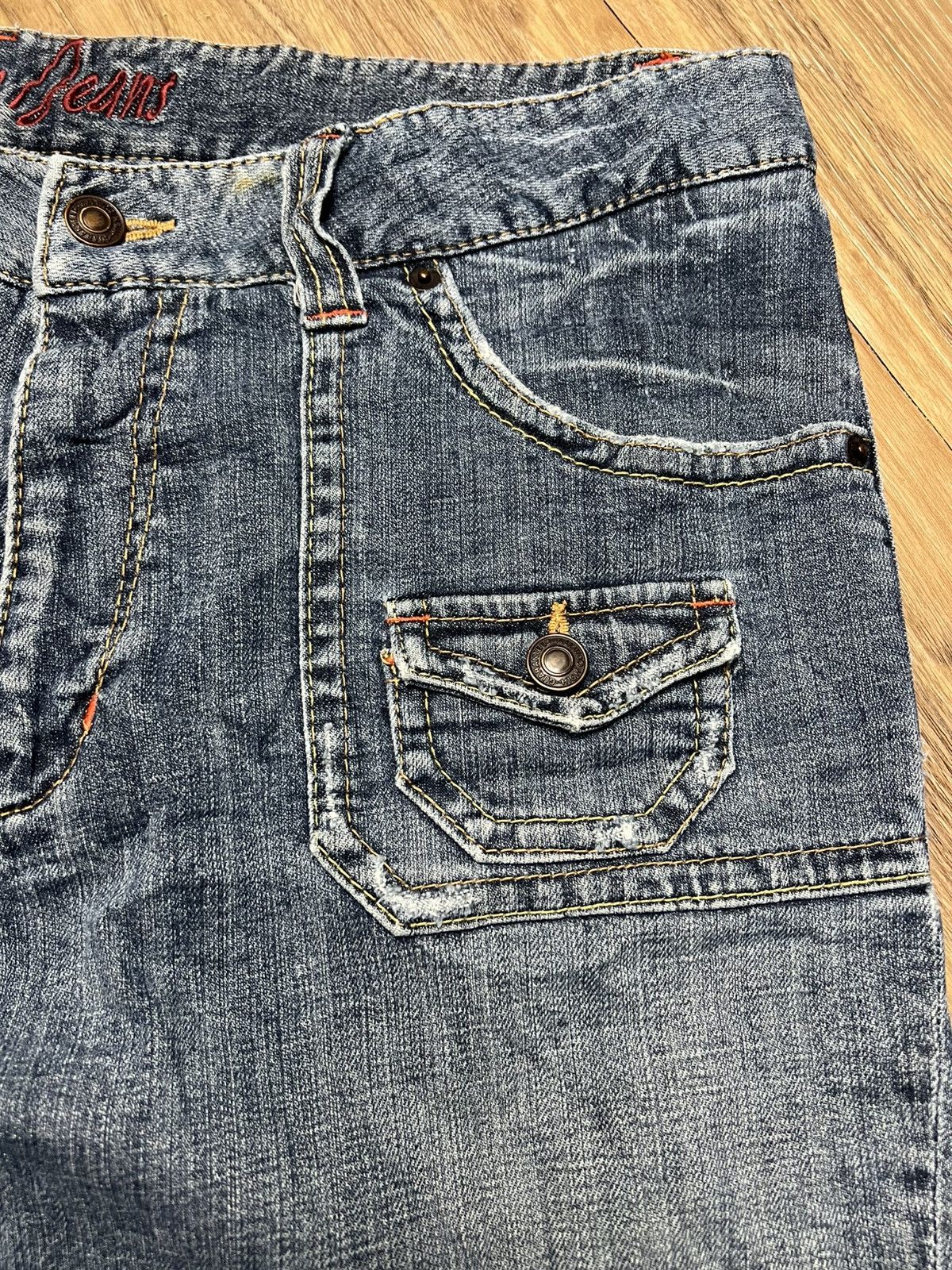 Japanese Brand Vintage Ovrivin Bootcut Jeans with Cargo Flap Pockets (43) Size US 37 - 6 Thumbnail