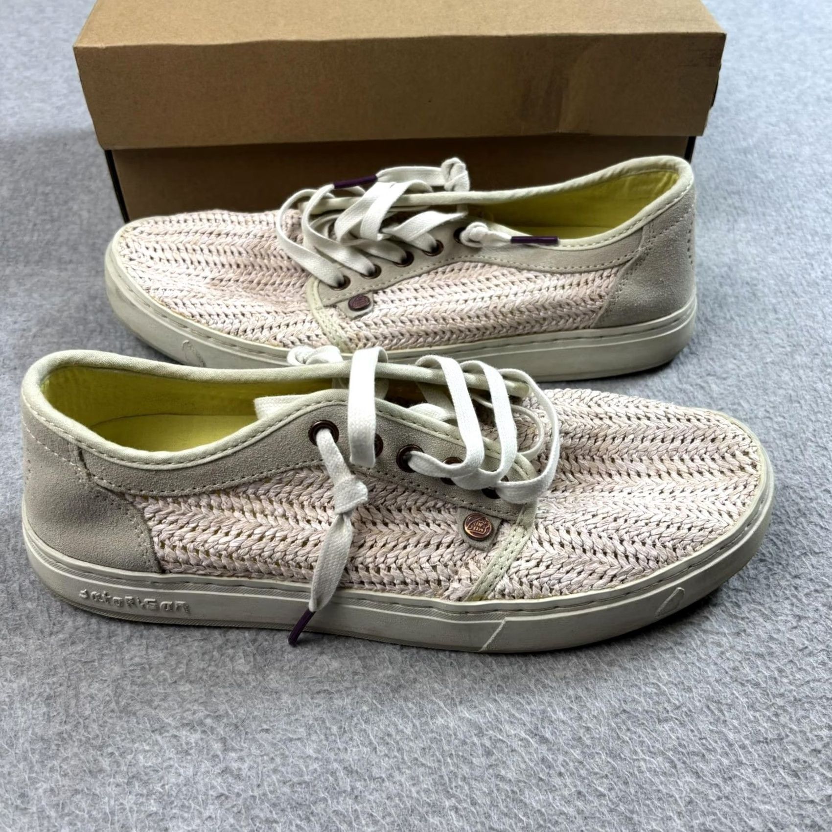 Vintage Softinos Womens Size 8 Pale Rose Woven Lace Up Low Top Casual Comfort Leather accents Boho Sneakers Shoes Size M / US 6-8 / IT 42-44 - 4 Thumbnail