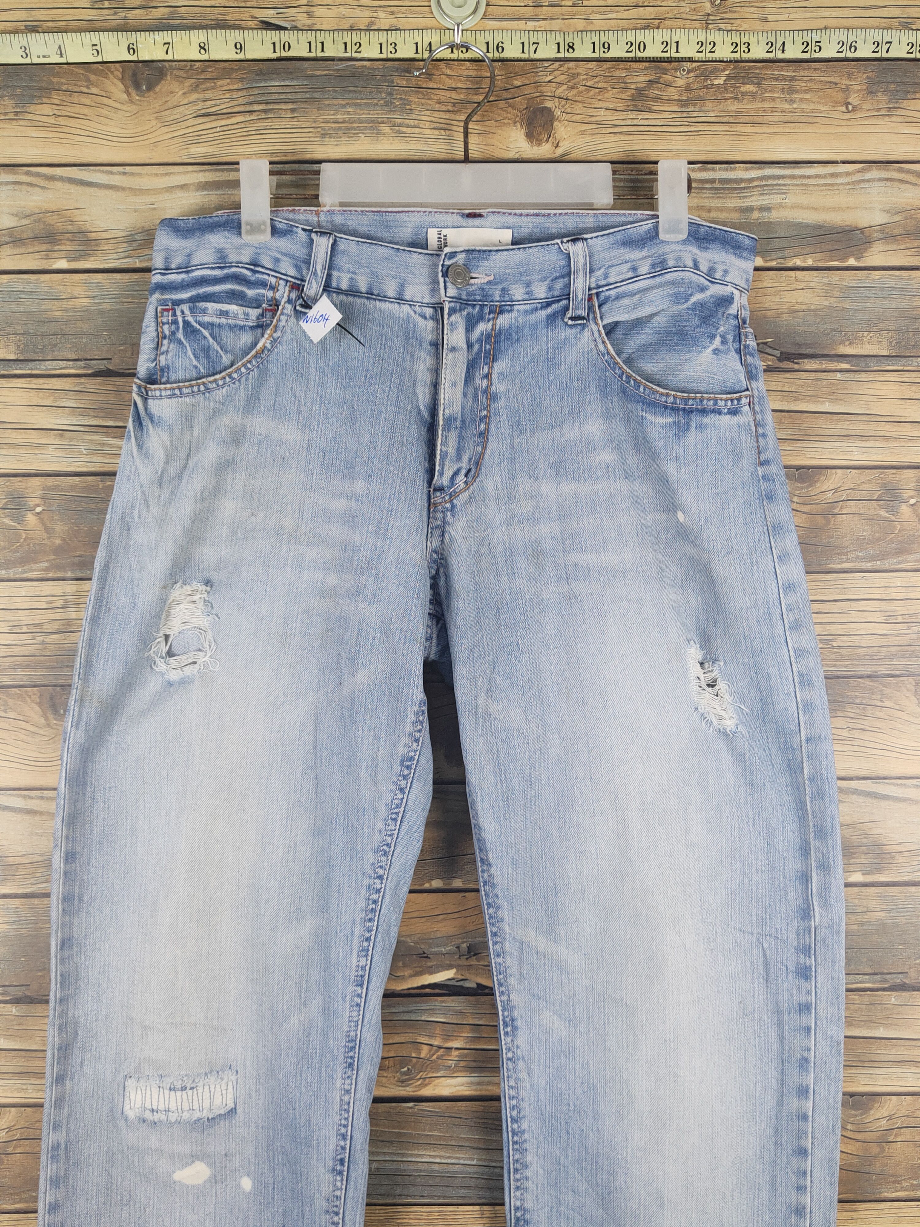 Global Work Global Work Light Blue Distressed Ripped denim Jeans #W1604 Size US 32 / EU 48 - 2 Thumbnail