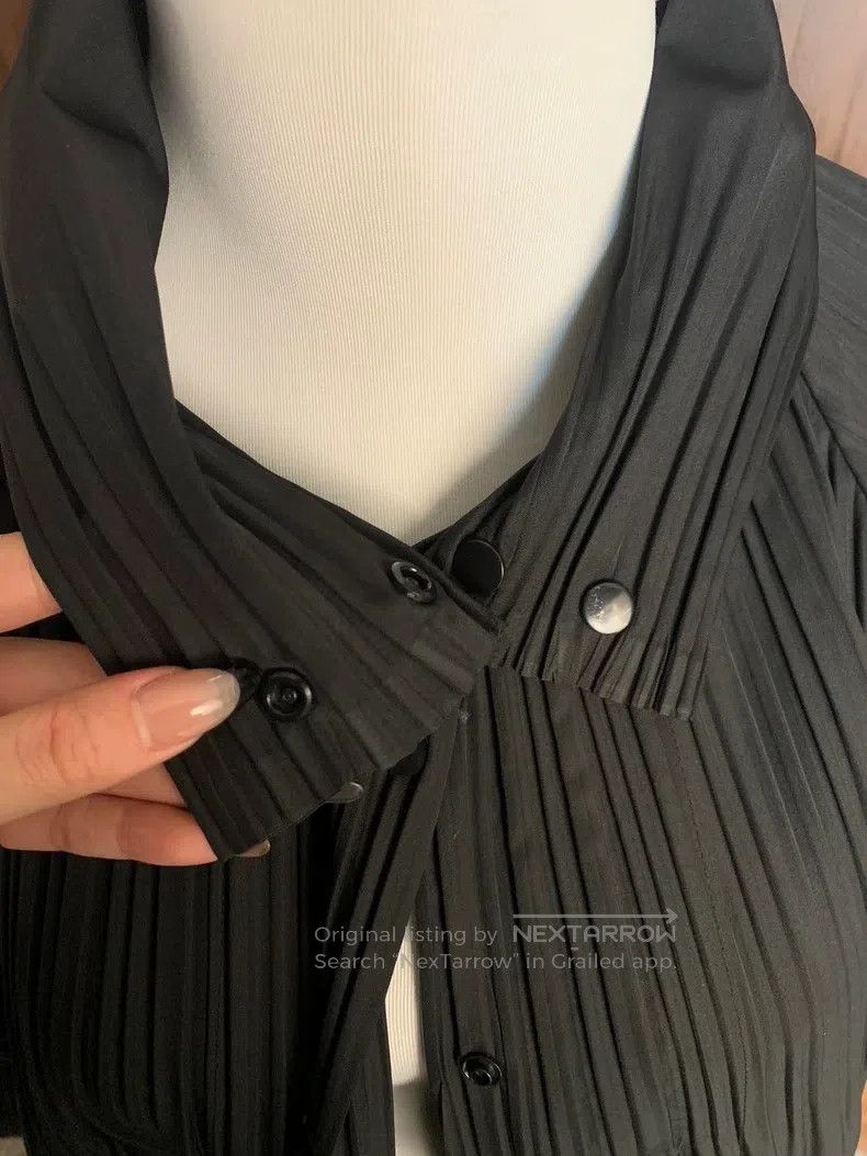 Issey Miyake Issey Miyake Black Pleated Trench Shirt Coat Size L / US 10 / IT 46 - 6 Thumbnail