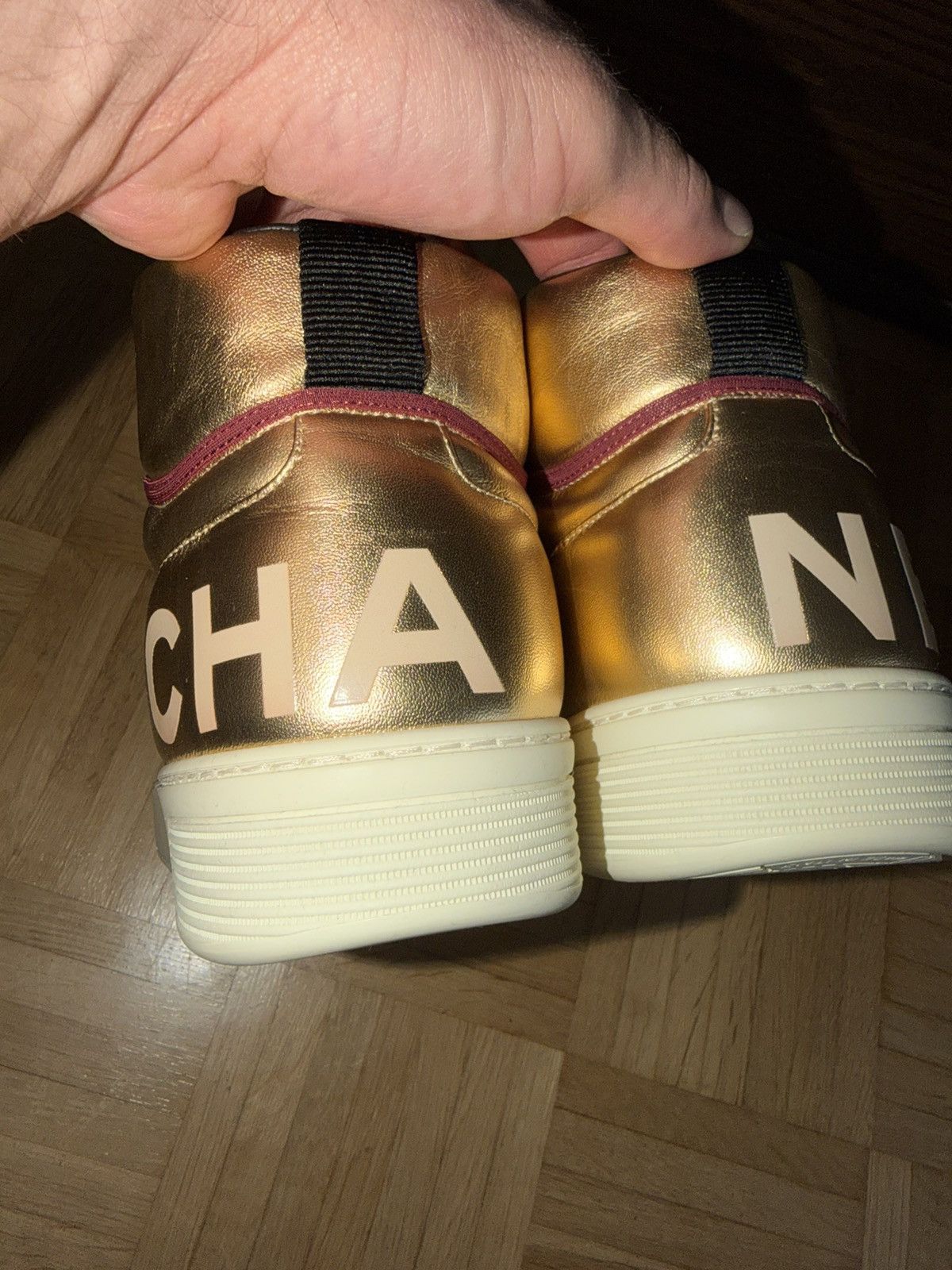 Chanel Chanel High Top Sneaker gold Size US 12 / EU 45 - 6 Thumbnail