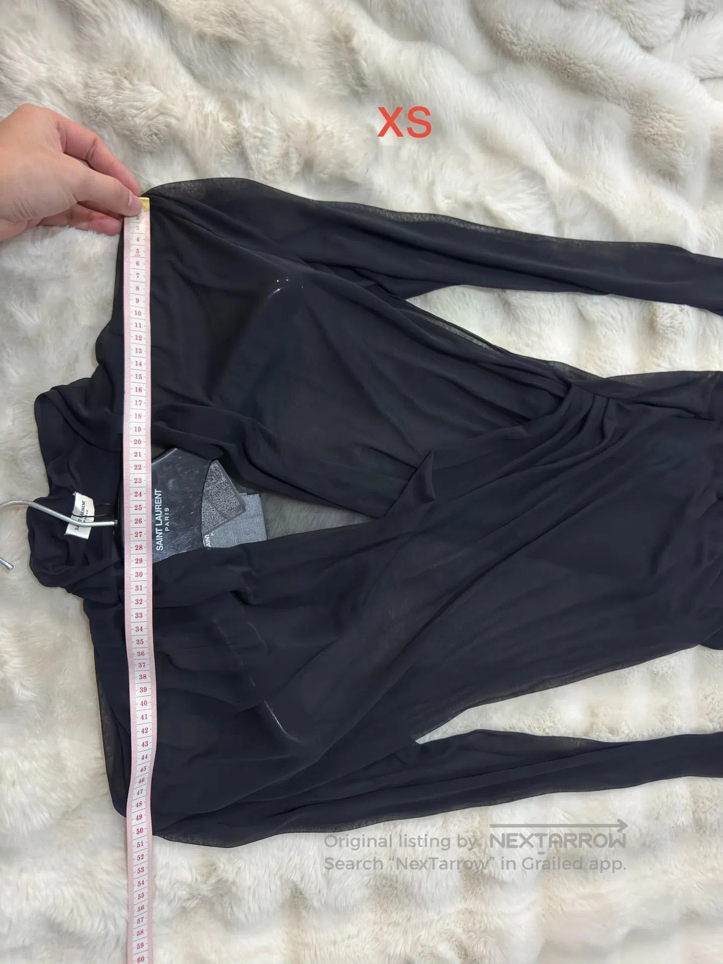 Saint Laurent Paris Saint Laurent Paris Deeply pleated V-neck sheer tank top| Size US XS / EU 42 / 0 - 5 Thumbnail
