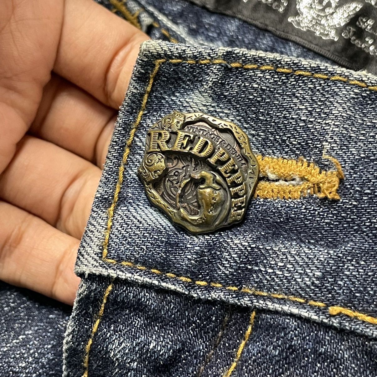 If Six Was Nine Red Pepper Studded Angle Wings Distressed Jeans Size US 32 / EU 48 - 7 Thumbnail