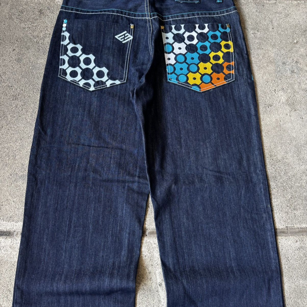 Enyce BAGGY VINTAGE Y2K ENYCE HEX STYLE EMBROIDERED DENIM JEANS Size US 34 / EU 50 - 4 Thumbnail