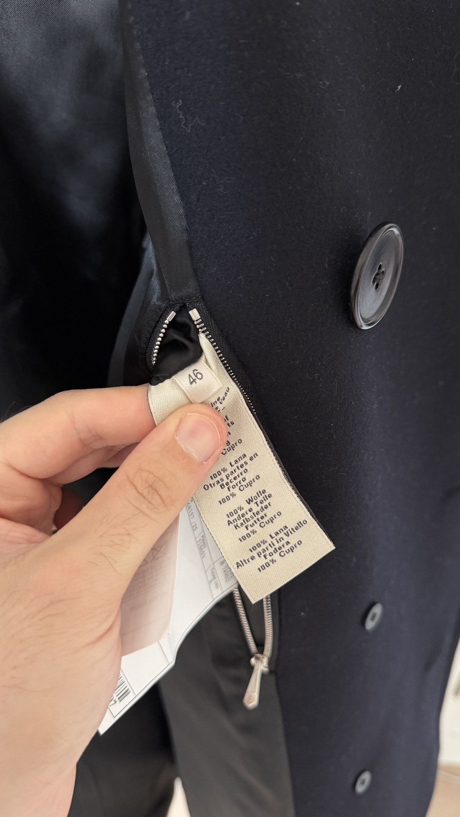 Hermes $8,900 FW23 Navy Black Leather and Wool Runway Coat Size US M / EU 48-50 / 2 - 12 Thumbnail
