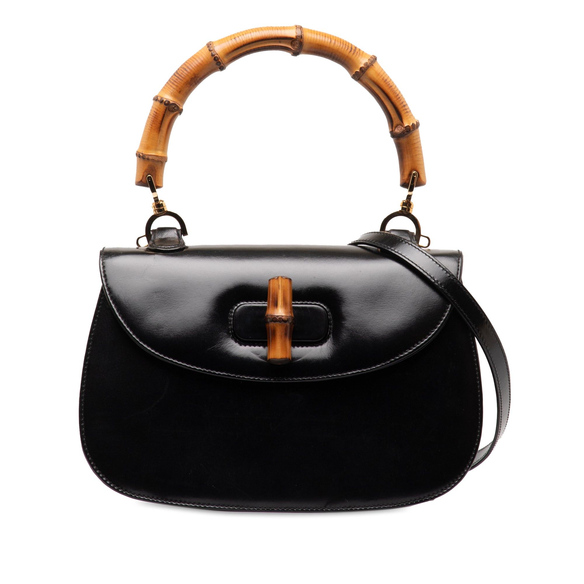 image of Gucci Bamboo Night Satchel in Black, Women's