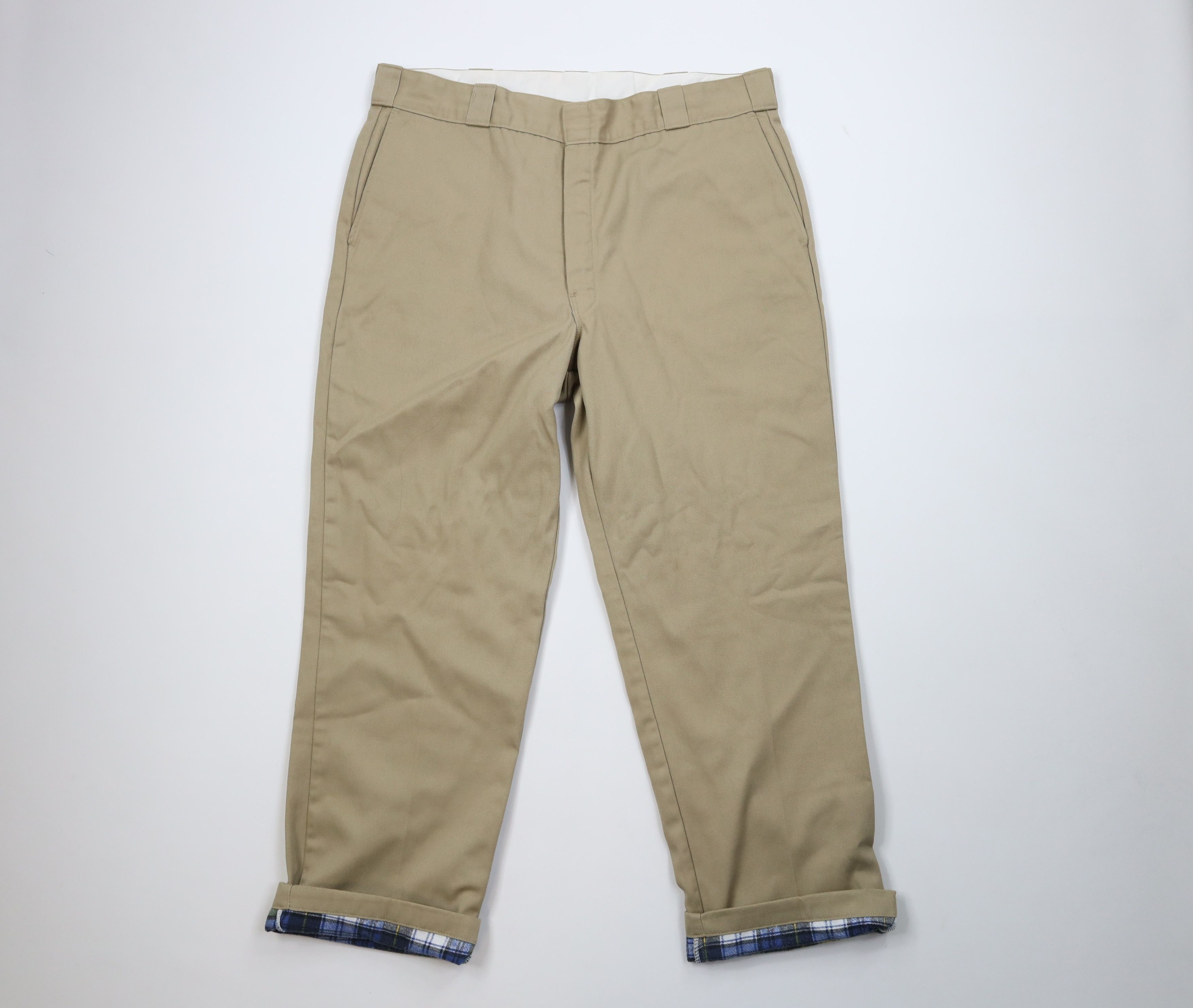 Vintage Y2K Dickies Lined Workwear Wide Leg Pants Beige