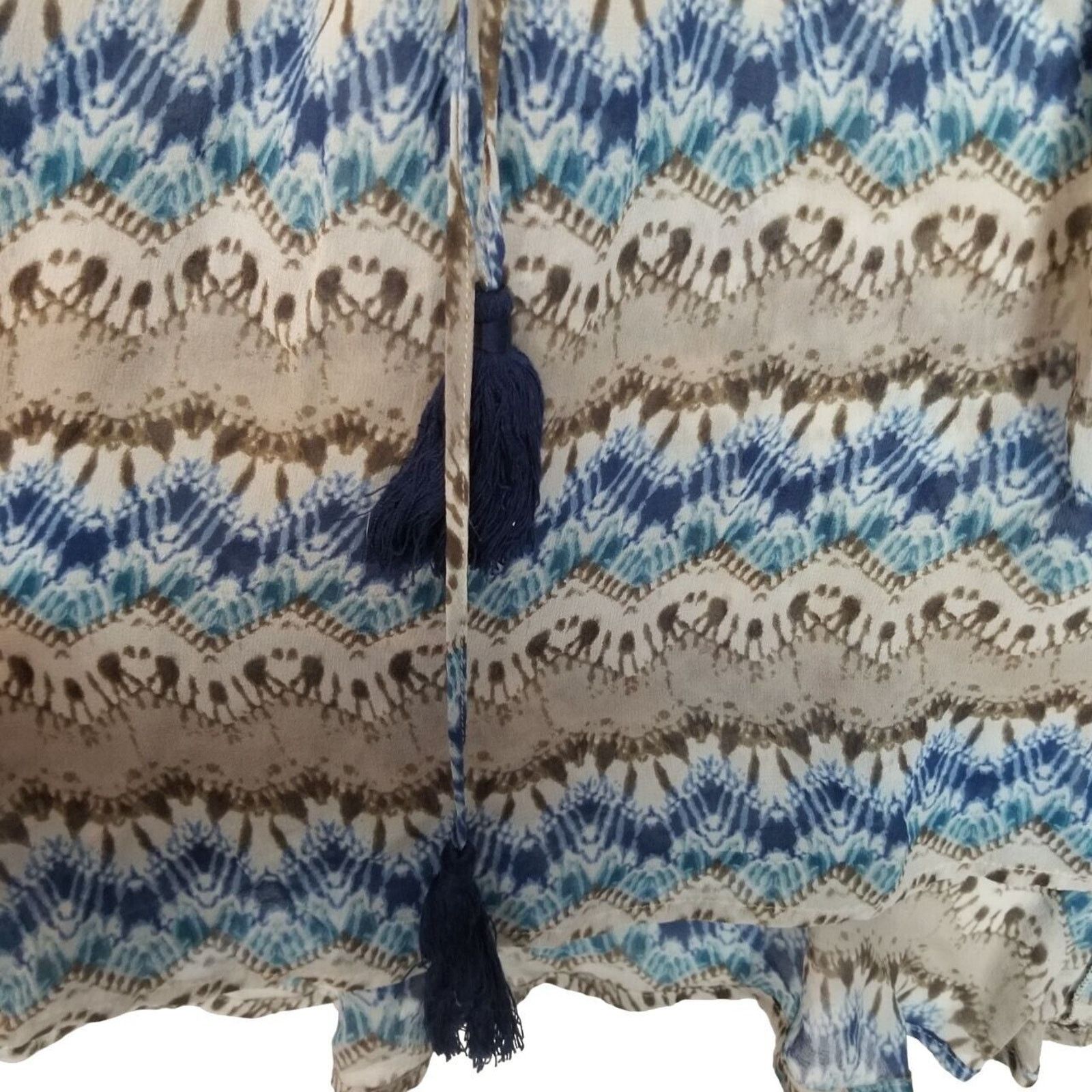 Sundry Sundance Womens Earth Meets Sky 100% Silk Boho Tasseled Size L / US 10 / IT 46 - 5 Thumbnail