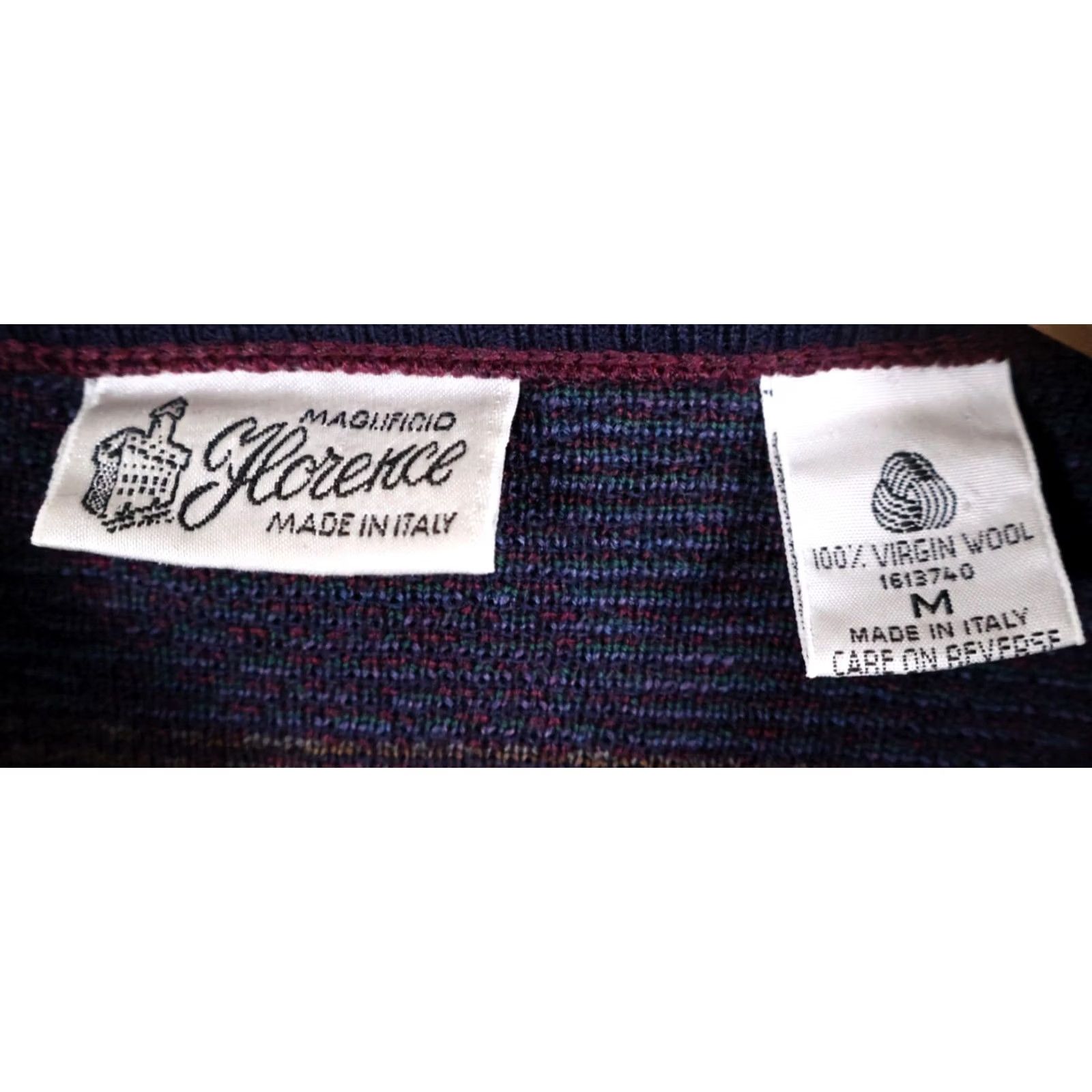 Vintage VINTAGE Maglificio Florence Wool Sweater Mens Medium Dark Red Diamond Pattern Italy Size US M / EU 48-50 / 2 - 3 Thumbnail