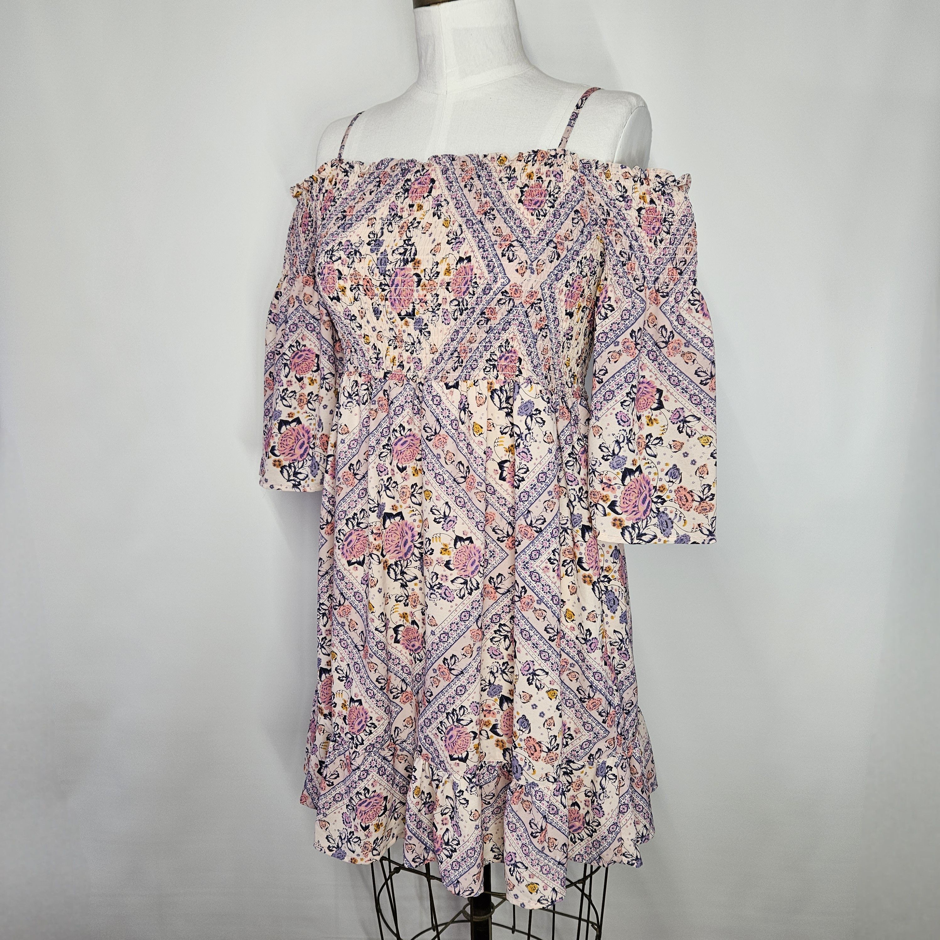 Other Mason & Belle Size XL Dress Floral Off Shoulder Smocked Line Size XL / US 12-14 / IT 48-50 - 3 Thumbnail