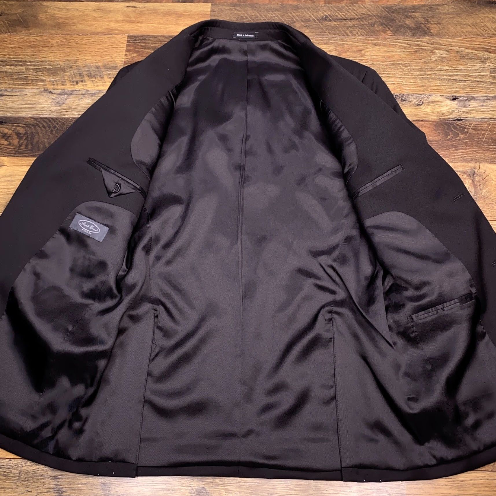 Pronto Uomo Pronto Uomo 3 Piece Suit Jacket Pants Vest Black Wool 38R 30 New Vintage No Size 38R - 3 Thumbnail