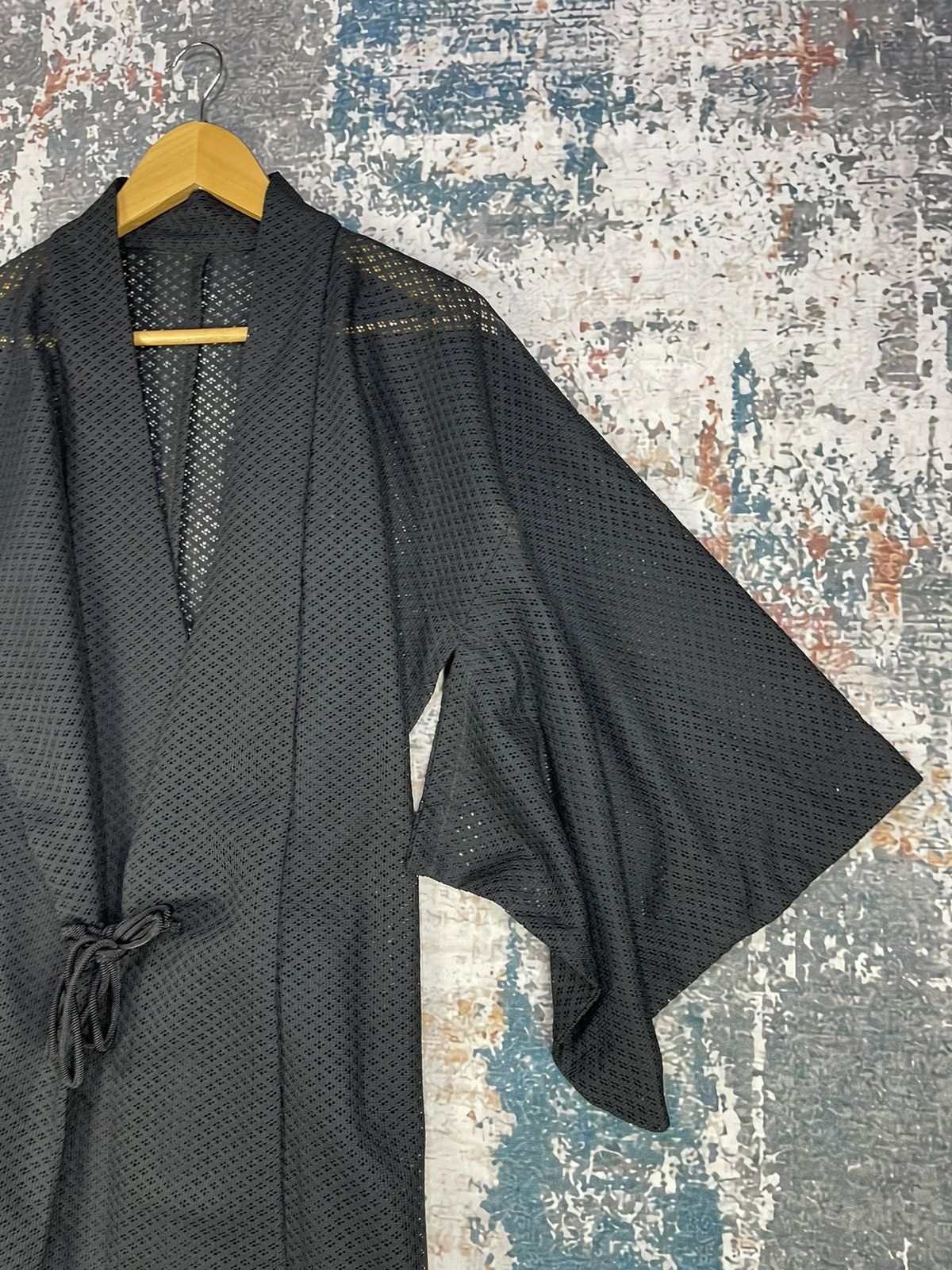 Japanese Brand Vintage KIMONO Black Mesh Japan Traditional Wear Size ONE SIZE - 4 Thumbnail