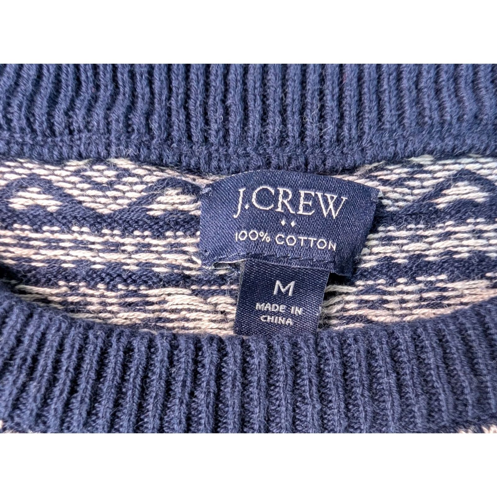 J.Crew J.CREW Sweater Crew Neck Fair Isle Nordic Multicolor Navy White Men's Large Size US L / EU 52-54 / 3 - 4 Thumbnail