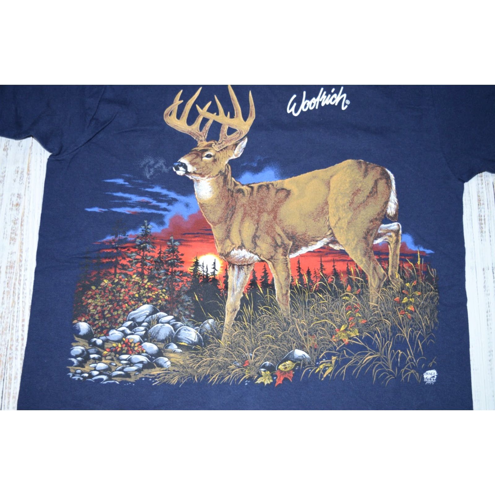 Fruit Of The Loom VINTAGE Fruit of the Loom Woolrich Deer Hunting Graphic T-Shirt Men Large Navy 90s Outdoor Size US L / EU 52-54 / 3 - 2 Thumbnail