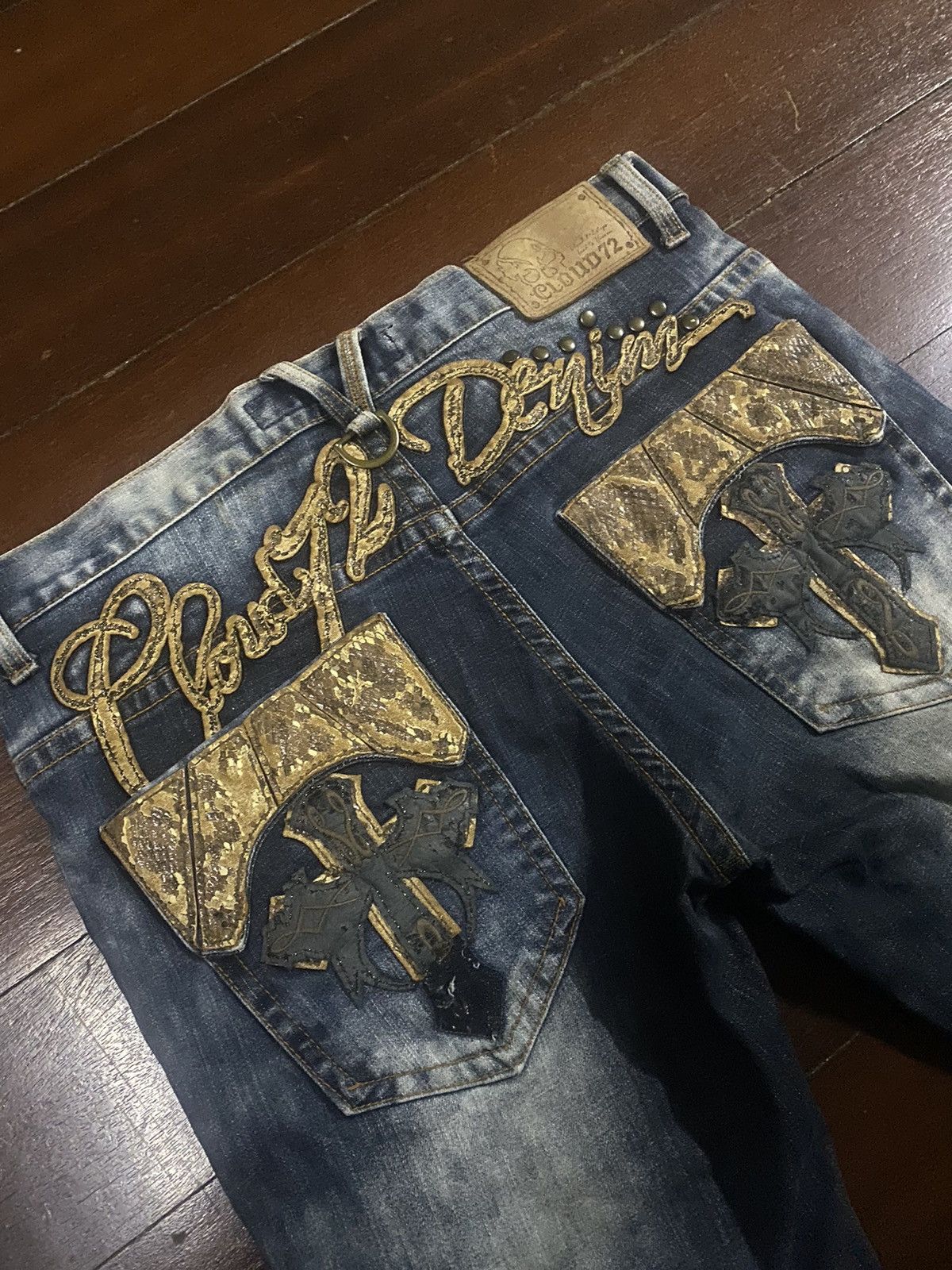 If Six Was Nine Rare Cloud 72 tribal flared jeans clawmark distressed Size US 35 - 5 Thumbnail