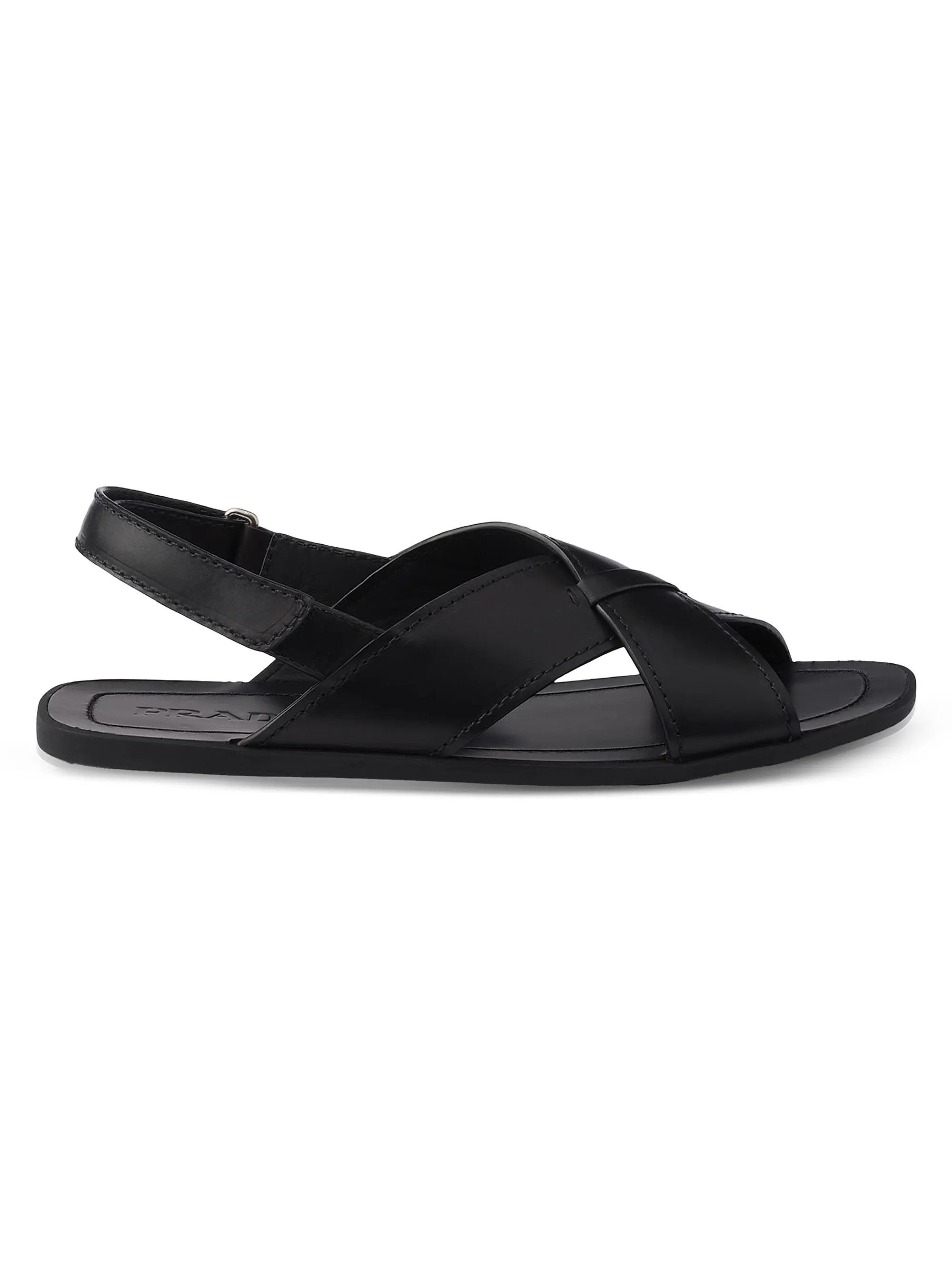 Prada o1mt1gz0526 Decò Leather Crisscross Sandals in Black Size US 9 / EU 42 - 1 Thumbnail