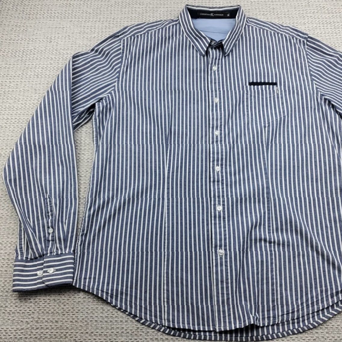 Vintage Christian Audigier Shirt Mens XL Long Sleeve Striped Button-Up Slim Fit Size US XL / EU 56 / 4 - 3 Thumbnail