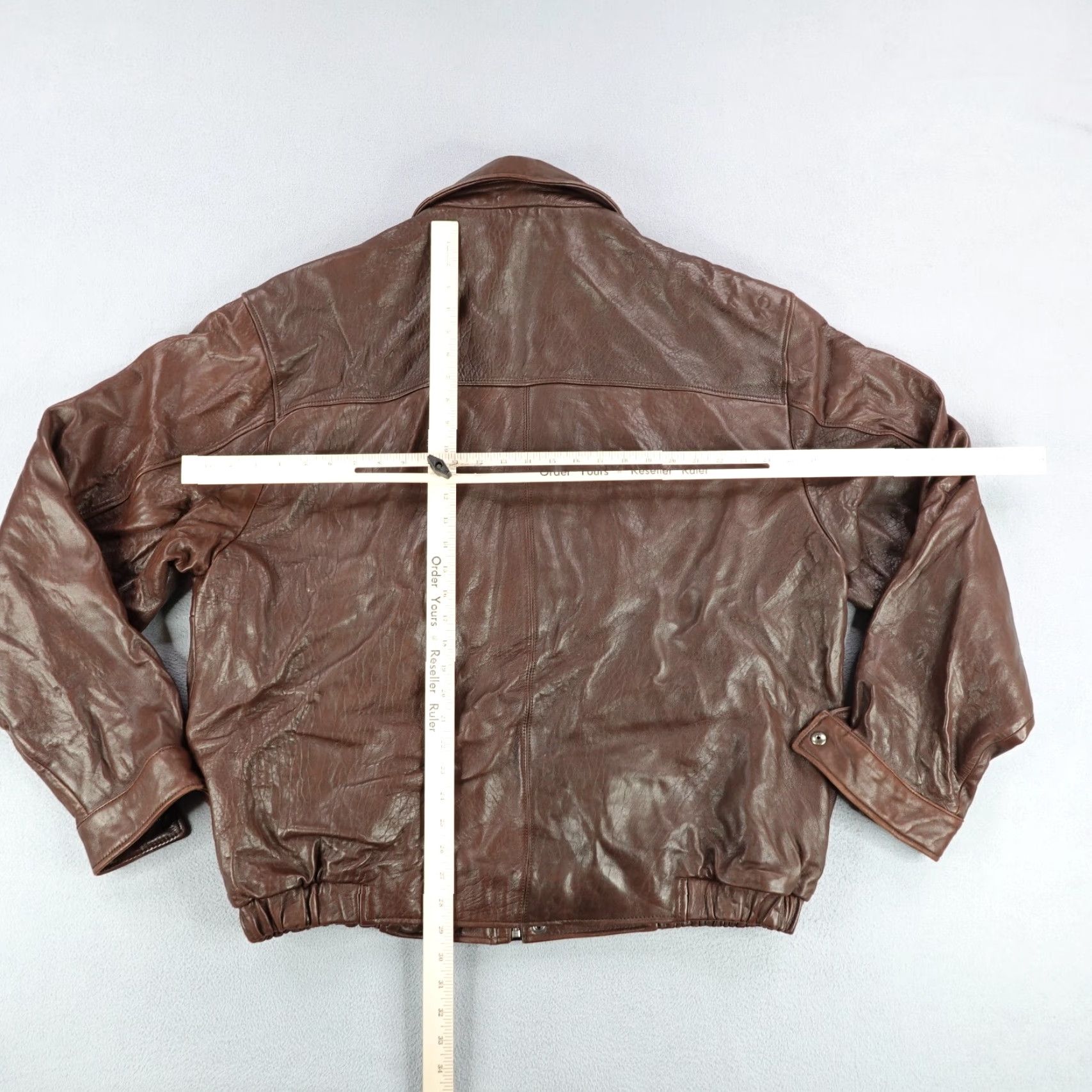 Vintage Vintage Rochester Mens Bomber Jacket XL Tall Brown Leather Mid-Length Full Zip Outdoor Cotton Lined Size US XL / EU 56 / 4 - 5 Thumbnail