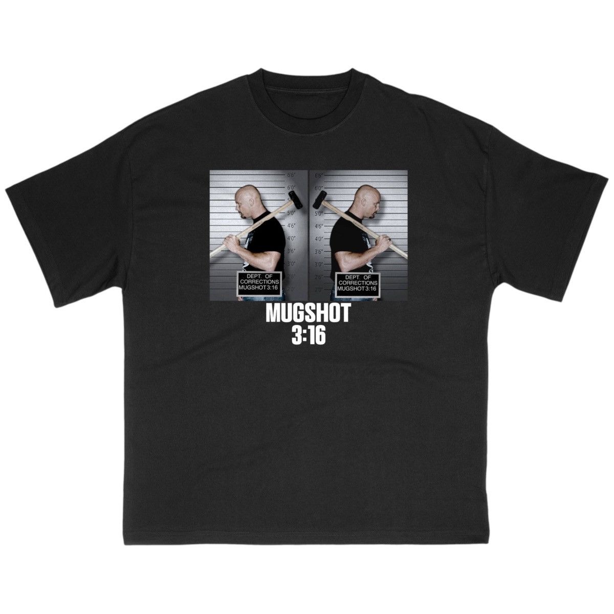 WWE Stone cold mugshot/hand cuff tee Size US XL / EU 56 / 4 - 1 Thumbnail