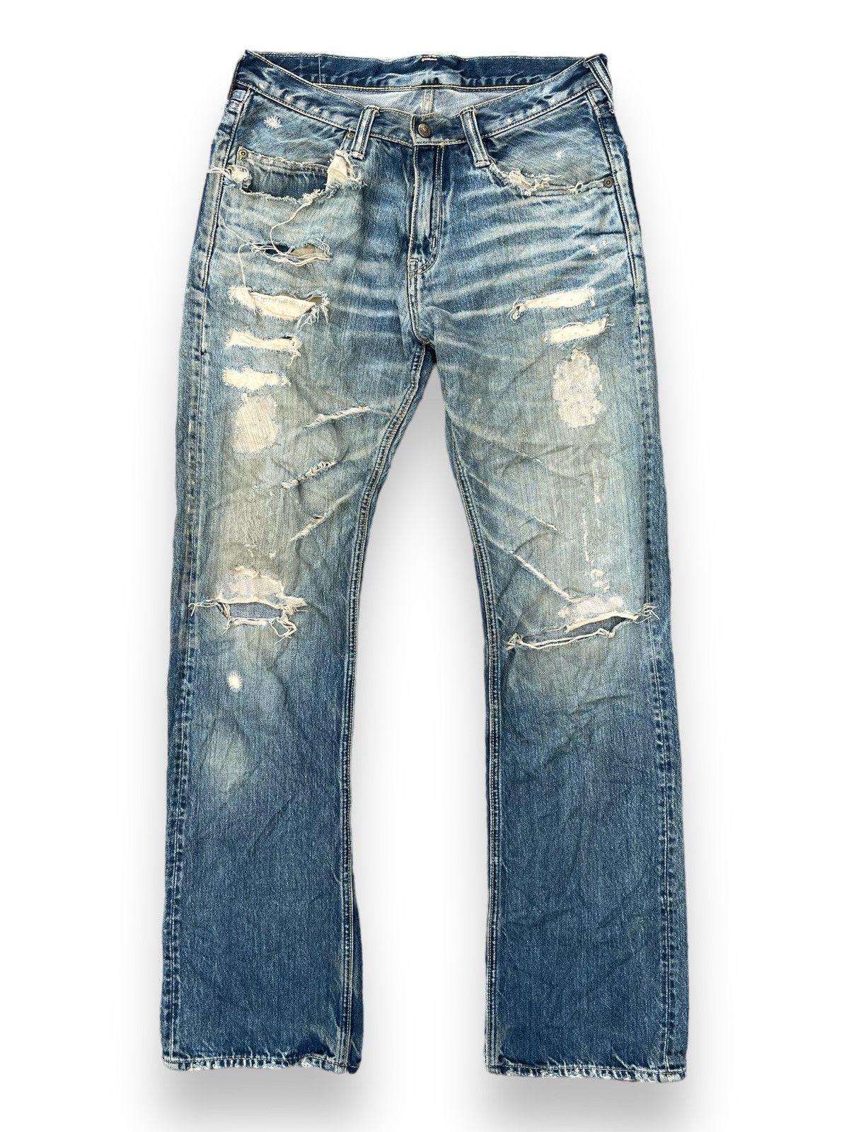Blue Blue Japan 🔥Vtg 70's Blue Blue Japan Pure Indigo Distressed Denim Pants Size US 32 / EU 48 - 2 Thumbnail