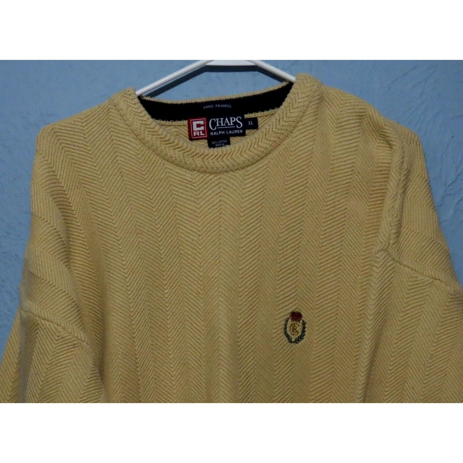 Chaps VINTAGE Chaps Ralph Lauren Sweater Men XL Beige Crew Neck Open-Knit Crest Logo 90s Pullover Y2k Size US XL / EU 56 / 4 - 3 Thumbnail