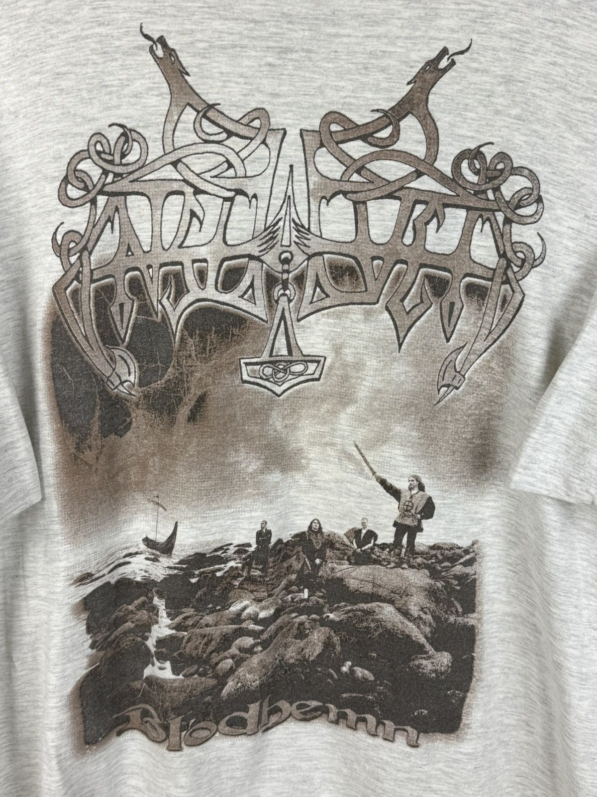 Band Tees 90s Vintage Enslaved Blodhemn 1998 Viking Black Metal Tee XL Size US XL / EU 56 / 4 - 2 Thumbnail