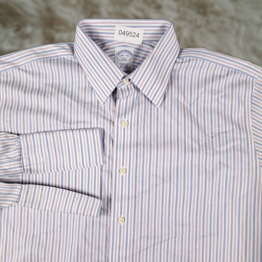 Brooks Brothers VINTAGE Brooks Brothers Dress Shirt Men Size 16.5 Blue Stripe Long Sleeve Formal Business Casual Size 42R - 1 Thumbnail
