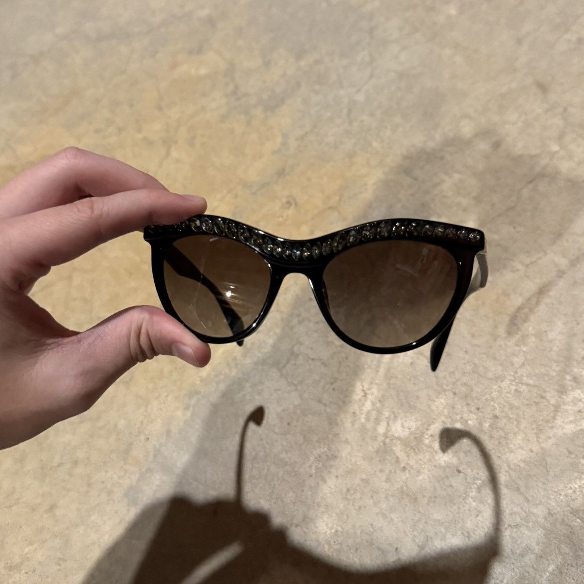 Prada Prada Cat Eye Crystal Sunglasses Black Havana SPR 04P Size ONE SIZE - 5 Thumbnail