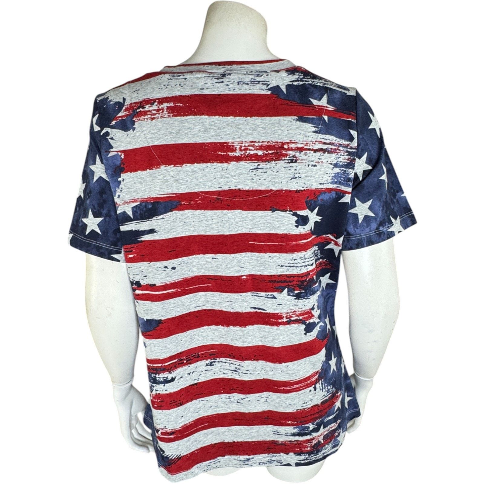 Denim & Co. Denim & Co. American Flag Short Sleeve V-Neck Top Small Size S / US 4 / IT 40 - 4 Thumbnail