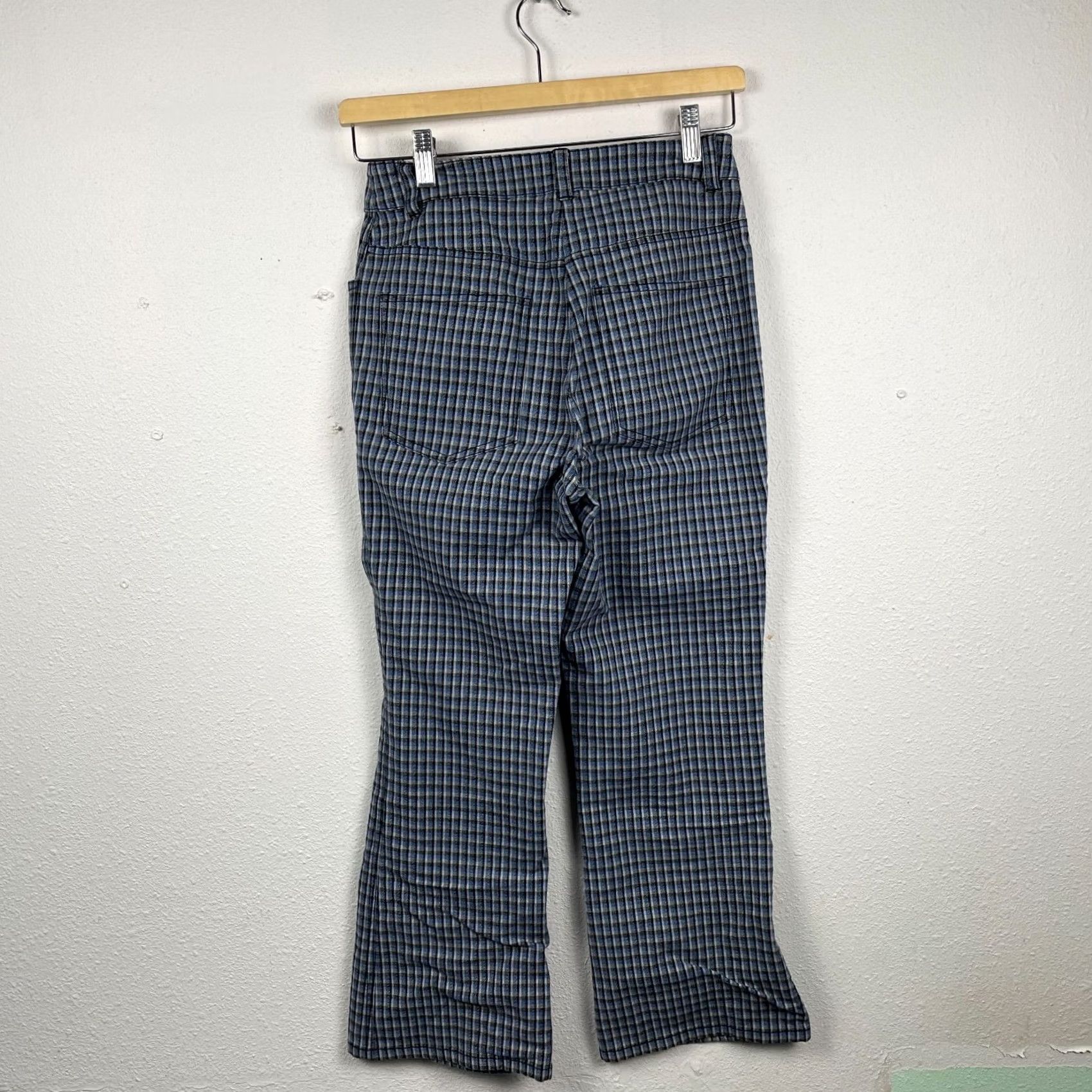 Vintage Derek Lam 10 Crosby Pants Womens Plaid Blue Flared Cropped Trousers Size 0 NEW Size 25" / US 0 / IT 36 - 6 Thumbnail