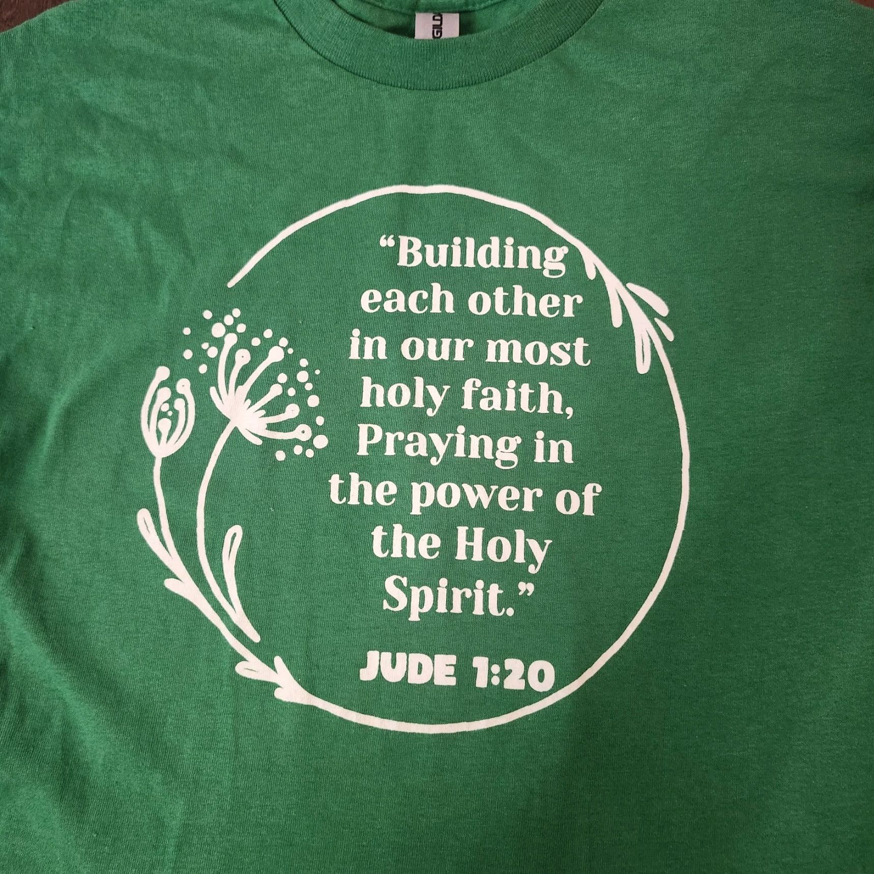 Gildan Gildan T-Shirt Jude 1:20 Green Mens M Short Sleeve Crew Neck Graphic Print Religion Jesus Christ Shirt Size US M / EU 48-50 / 2 - 4 Thumbnail