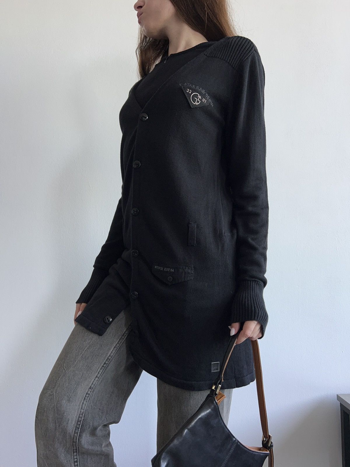 G-Star × Vintage G - Star RAW Knit Long Black Cardigan Jumper Size L / US 10 / IT 46 - 3 Thumbnail