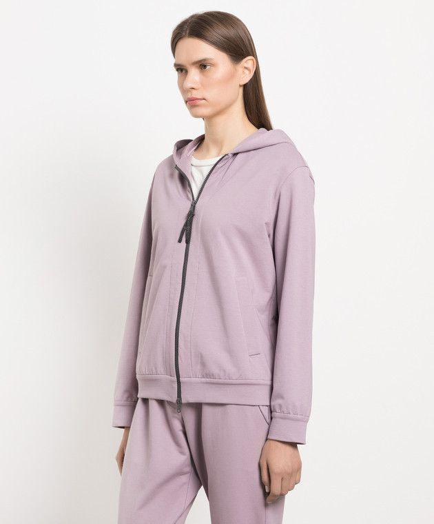 Brunello Cucinelli o1y0825 Hooded Sweatshirt in Mauve Size XXS / US 00 / IT 34 - 3 Thumbnail