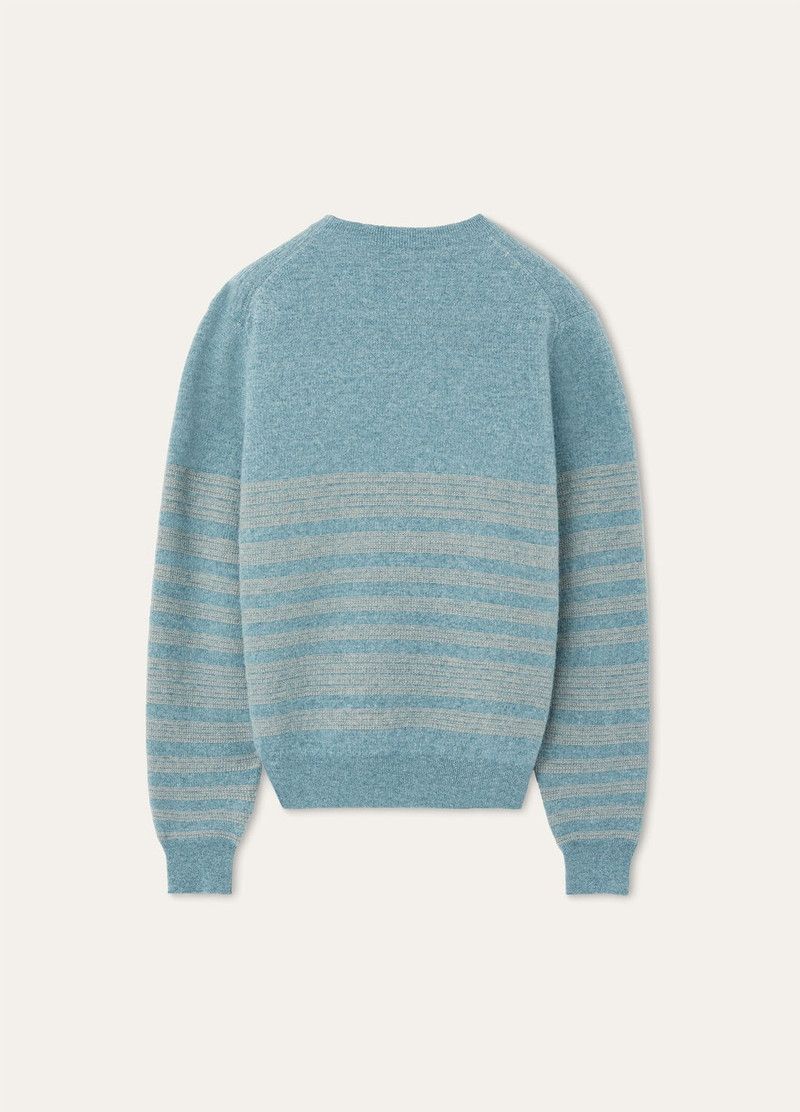 Loro Piana o1w1db10226 FAP0890 Oggebbio Crewneck Sweater in Light Blue Size US XL / EU 56 / 4 - 6 Thumbnail