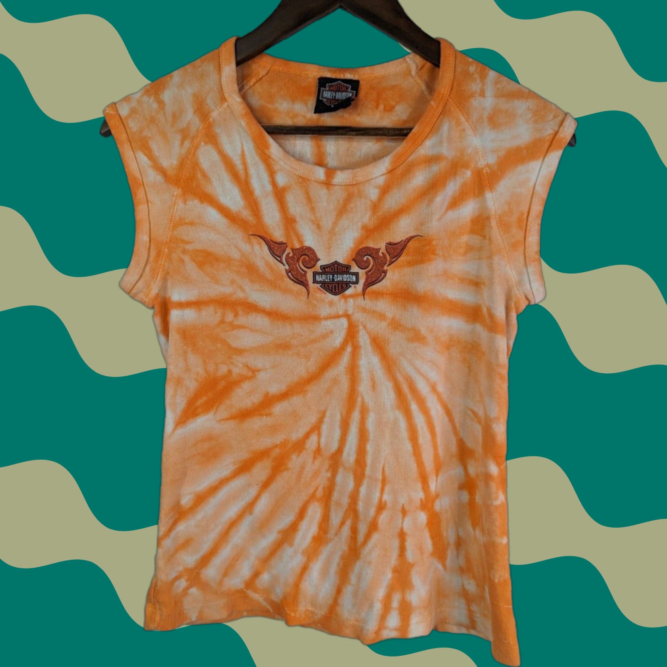 Harley Davidson VTG Harley-Davidson Orange Tie Dye Sleeveless Shirt Womens Large L Manuf Harley-Davidson Shirt Sleeveless Orange Tie Dye Womens Large Size L / US 10 / IT 46 - 1 Thumbnail