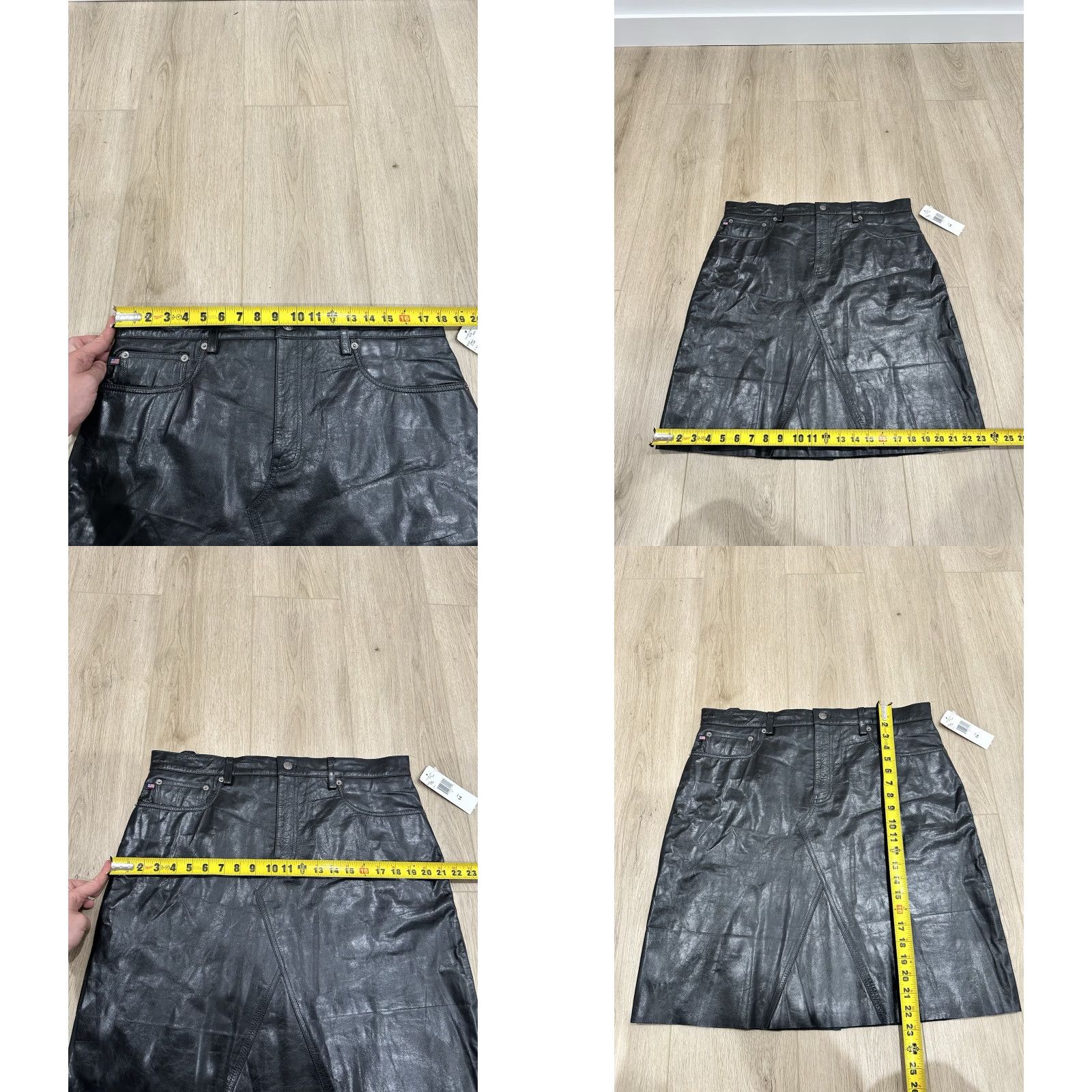 Polo Ralph Lauren VINTAGE Polo Ralph Lauren Leather Skirt Womens 14 Black Mini Short Retro Button Pockets Lined Size 36" / US 14 / IT 50 - 9 Thumbnail