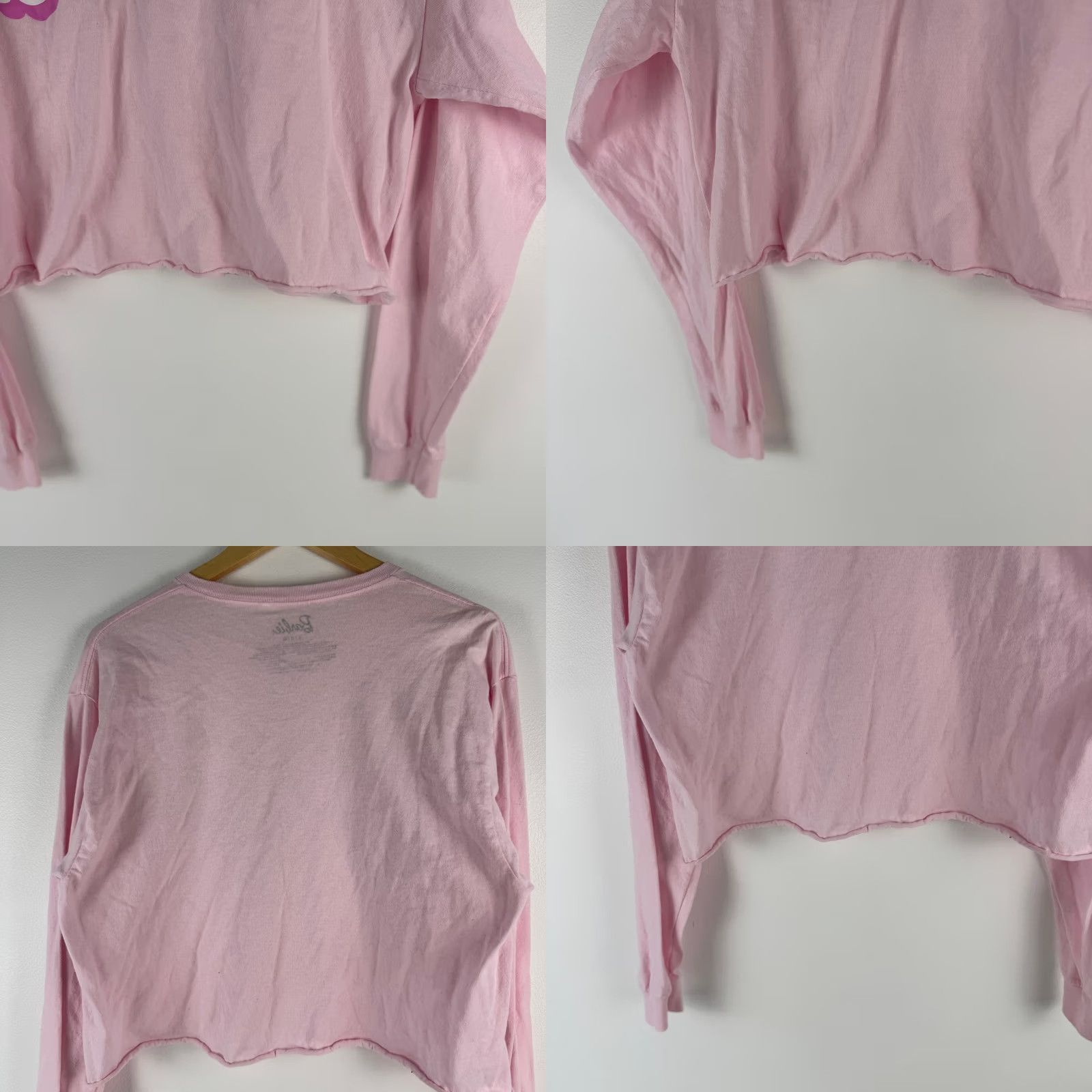 Forever 21 Forever 21 Barbie Pink Cropped Long Sleeve Graphic T-Shirt Cotton Retro L Size L / US 10 / IT 46 - 8 Thumbnail