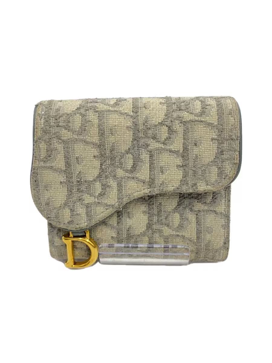 Dior Dior Saddle Lotus Monogram Tri-Fold Wallet Grey Size ONE SIZE - 1 Thumbnail