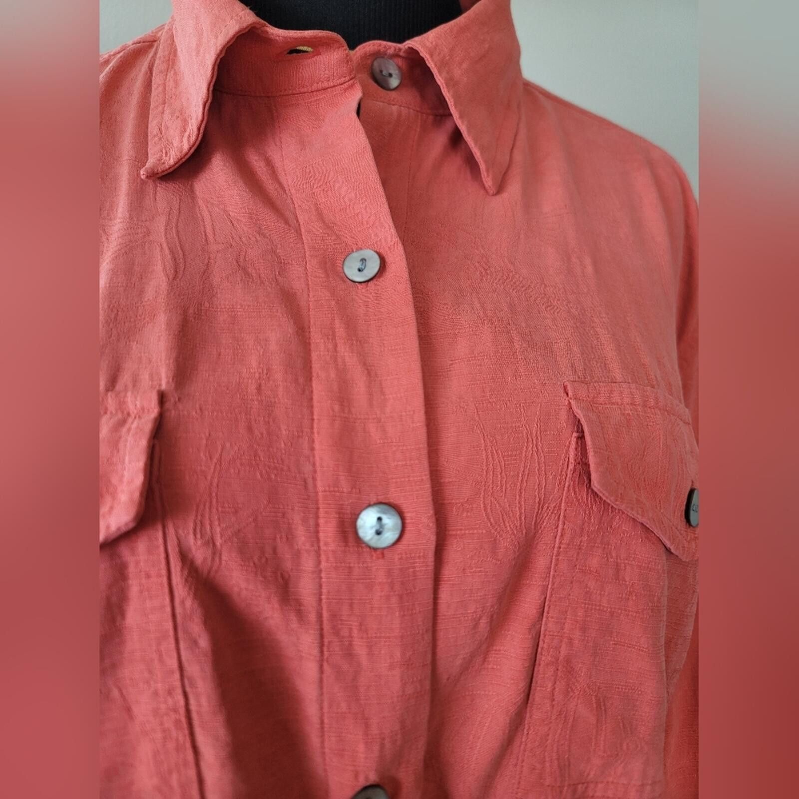 Chicos Chico's Design Coral 100% Silk Blouse Coastal Sz 0 (US 4) Size S / US 4 / IT 40 - 5 Thumbnail