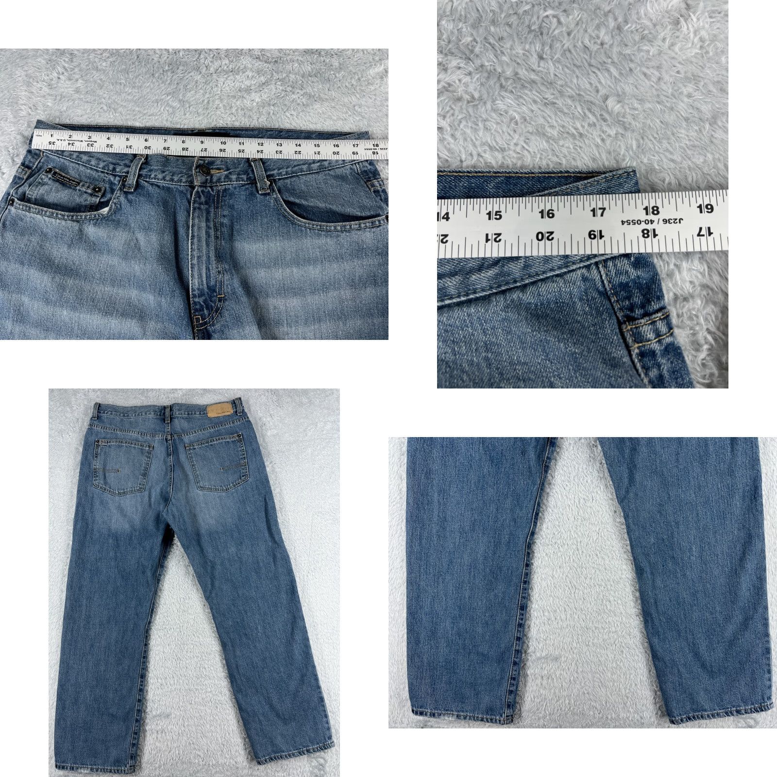 Calvin Klein VINTAGE Calvin Klein Jeans Men 36 Blue Denim Relaxed Straight Leg Cotton 31x29 5-Pocket Design Distressed Flame-Resistant Blue Calvin Klein Jeans Mens Size US 36 / EU 52 - 9 Thumbnail