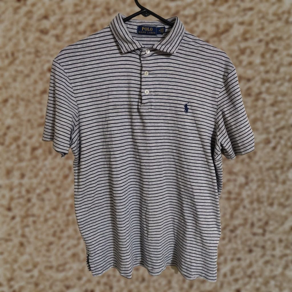 Polo Ralph Lauren Polo Ralph Lauren Gray Striped S/S Casual Polo Shirt Men's Medium Size US M / EU 48-50 / 2 - 1 Thumbnail