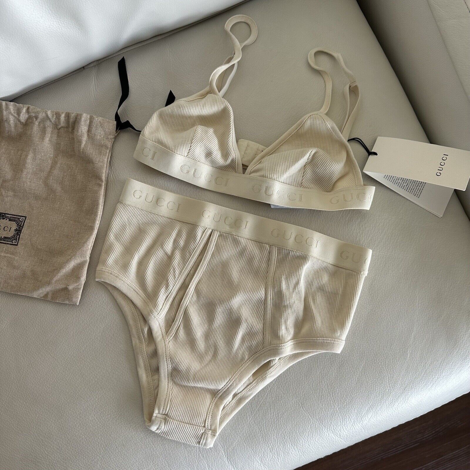 Gucci NWT GUCCI LINGERIE SET COTTON RIBBED BEIGE 100% Authentic Si Size M / US 6-8 / IT 42-44 - 2 Thumbnail