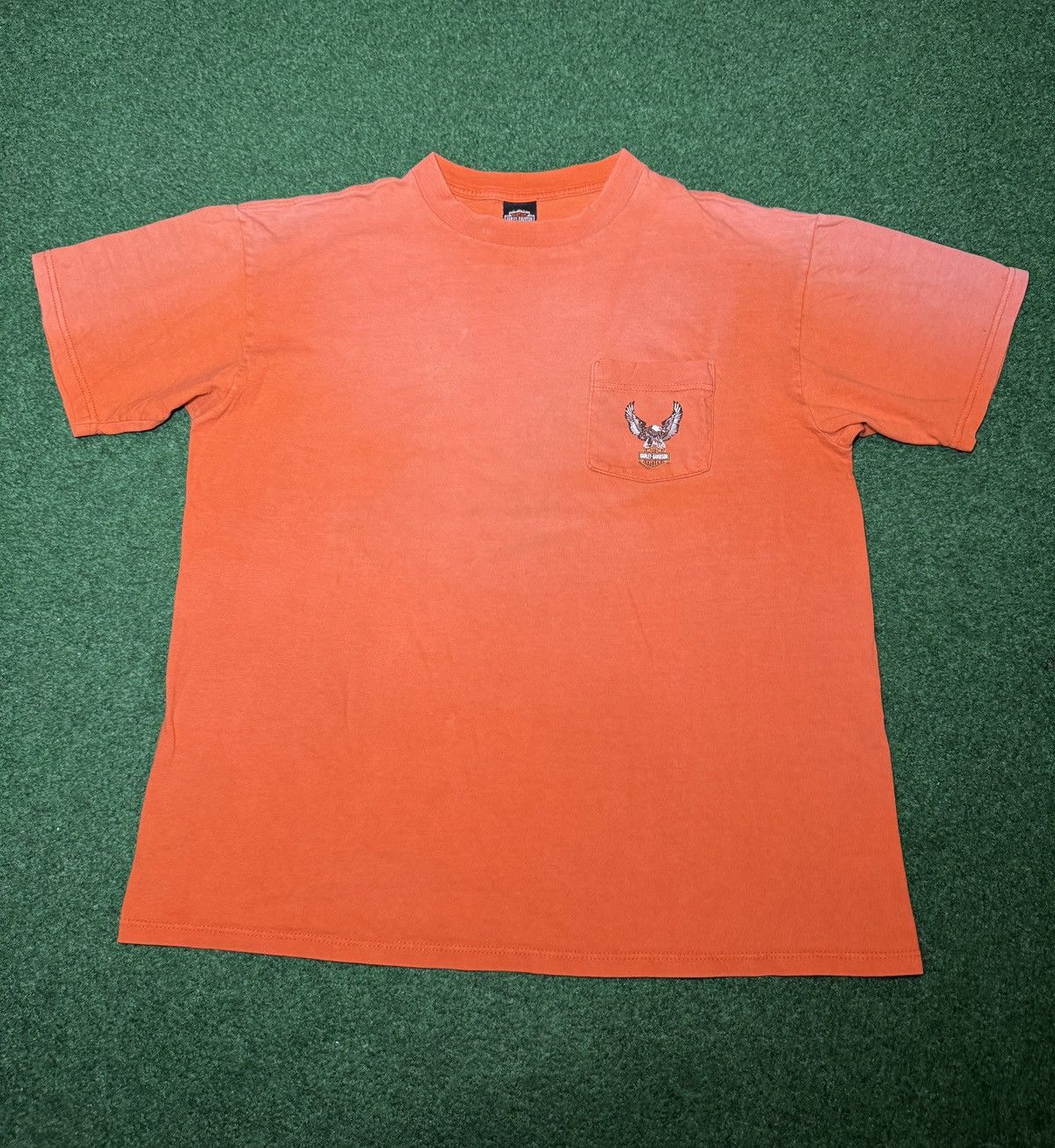 Vintage Harley Davidson Faded Orange XL 23x28 Pocket T Shirt