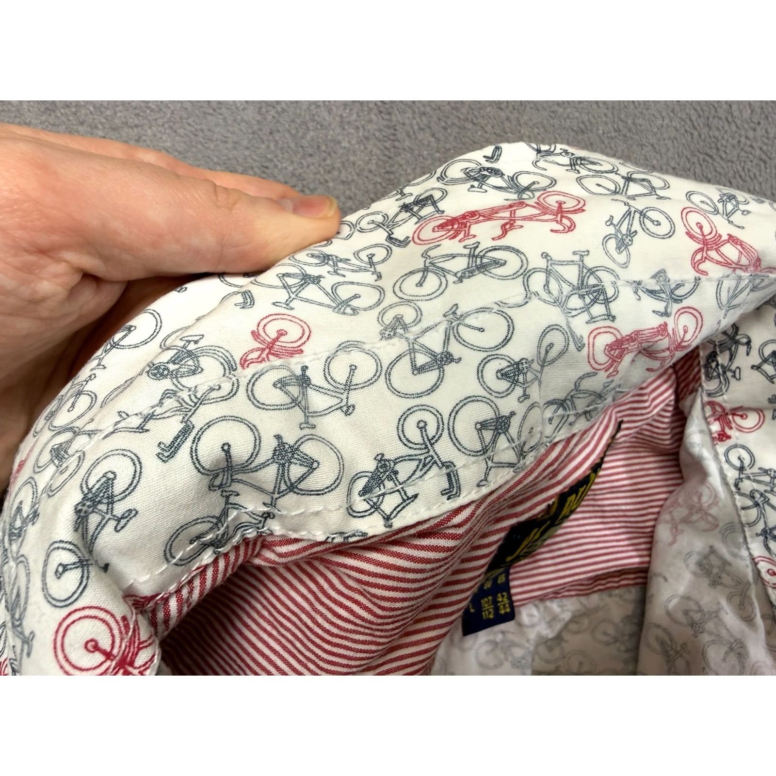Joe Browns Joe Browns Button-Up Shirt Short Sleeve Mens L White Cycling Pattern Size US L / EU 52-54 / 3 - 6 Thumbnail